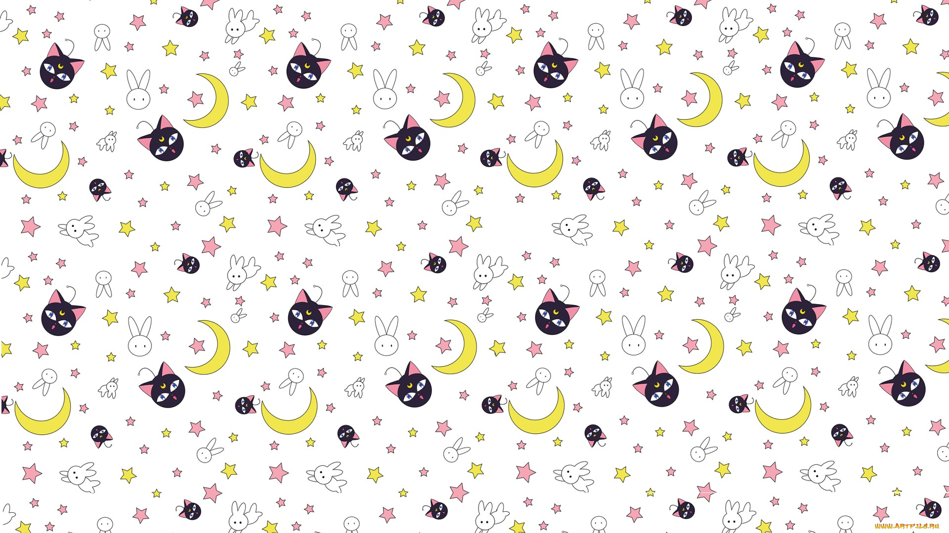 векторная, графика, животные, , animals, кошка, неко, зайчик, луна, текстура