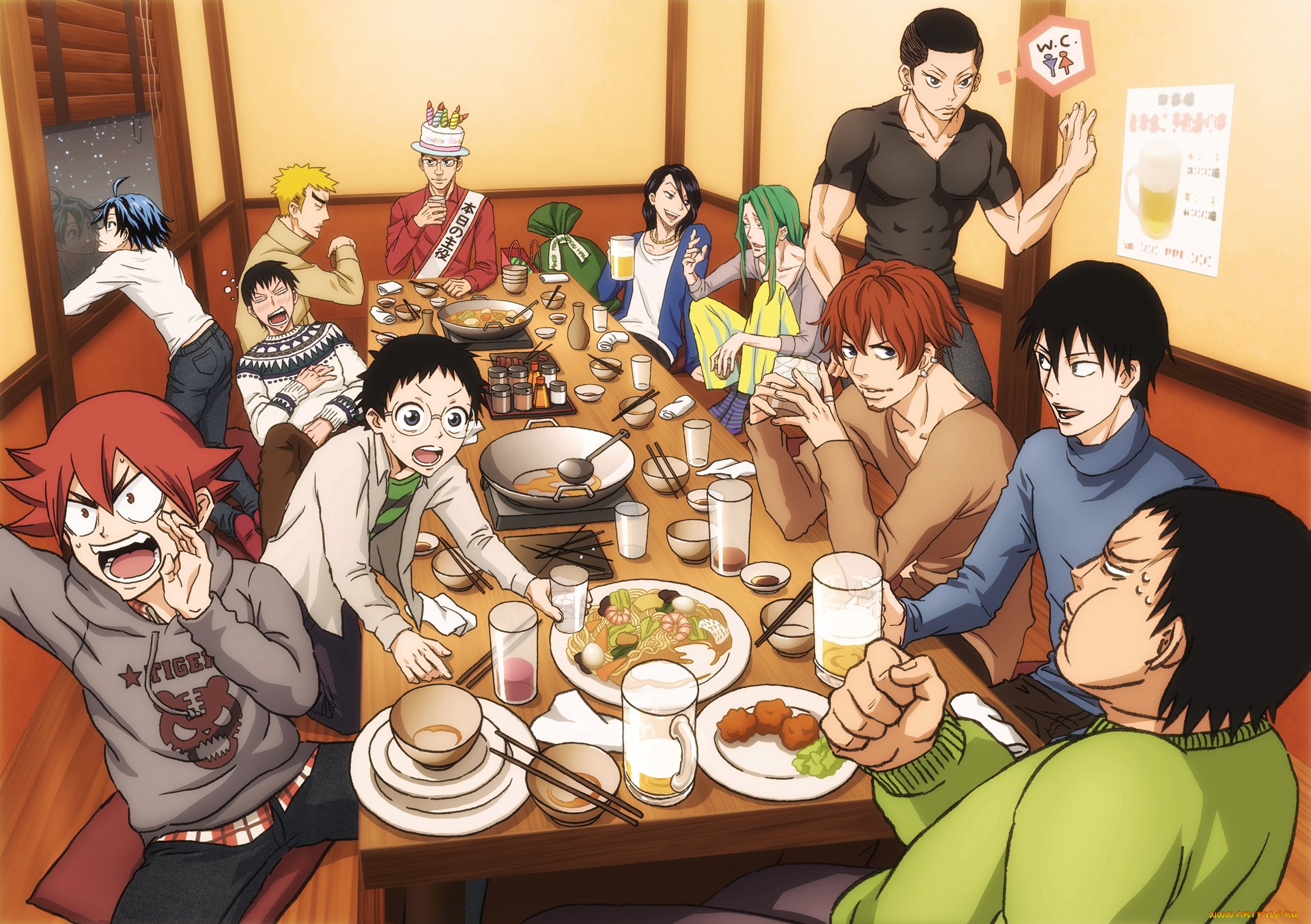 аниме, yowamushi, pedal, фон, парни, группа