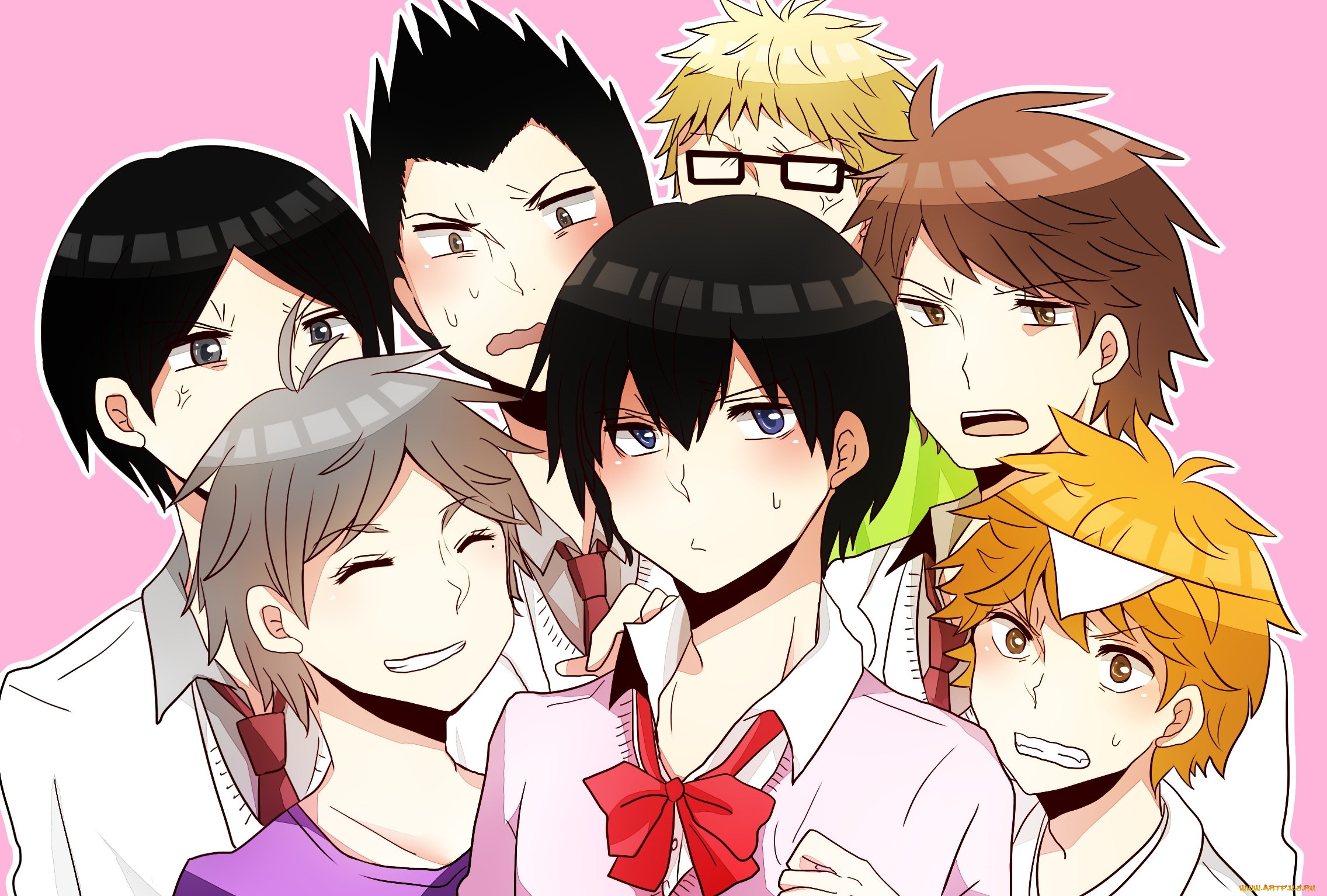 аниме, haikyuu, парени, арт, волейбол, команда