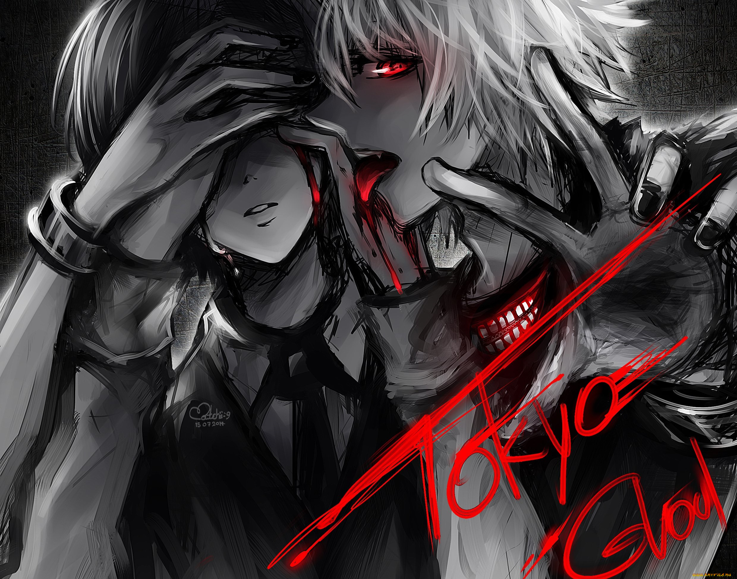 аниме, tokyo, ghoul, токийский, гуль, канеки, кен, арт