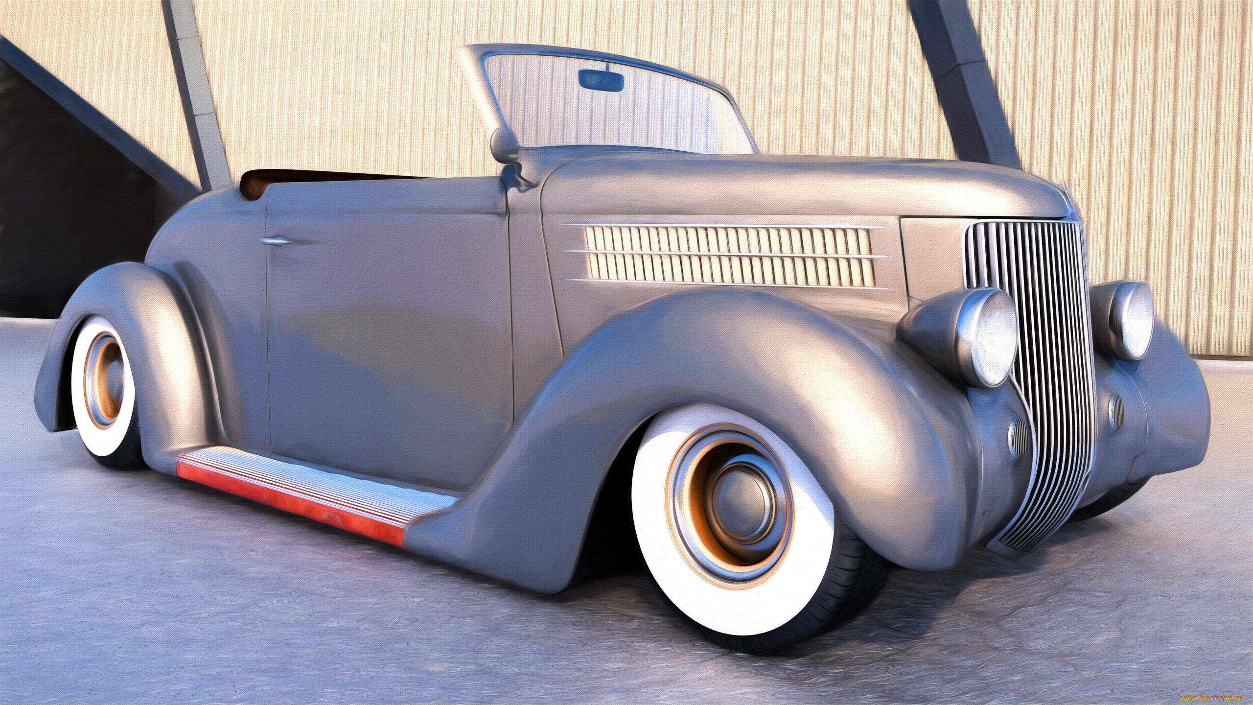 автомобили, 3д, автомобиль, ford, 1936г, фон