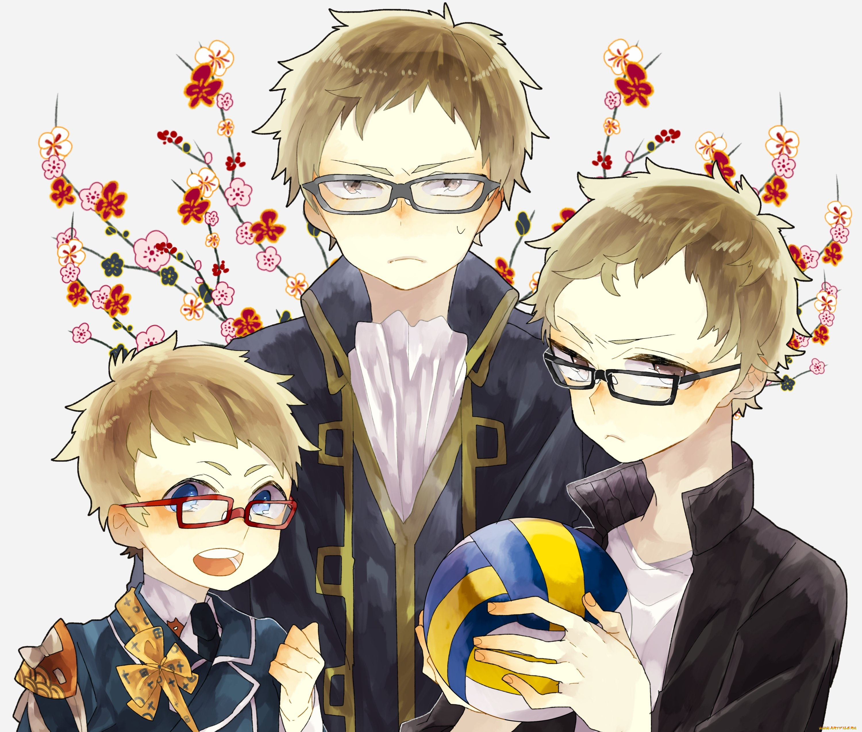 аниме, unknown, , другое, мальчики, арт, очки