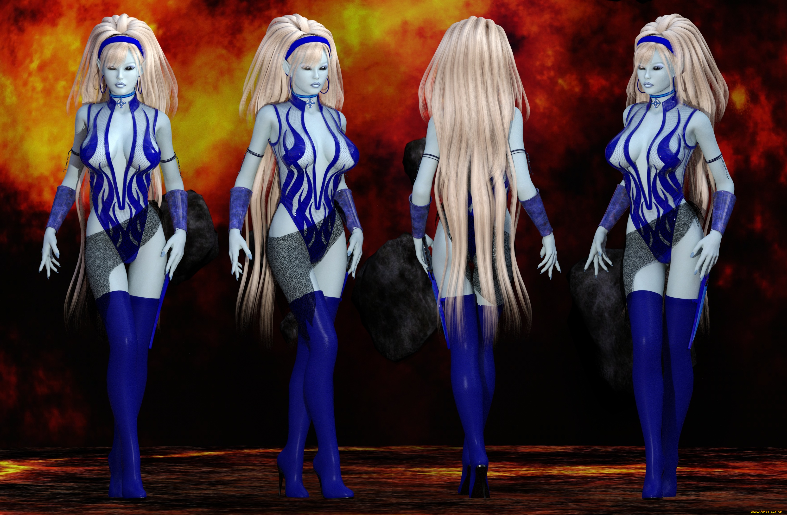 3д, графика, эльфы, , elves, фон, взгляд, эльфийки