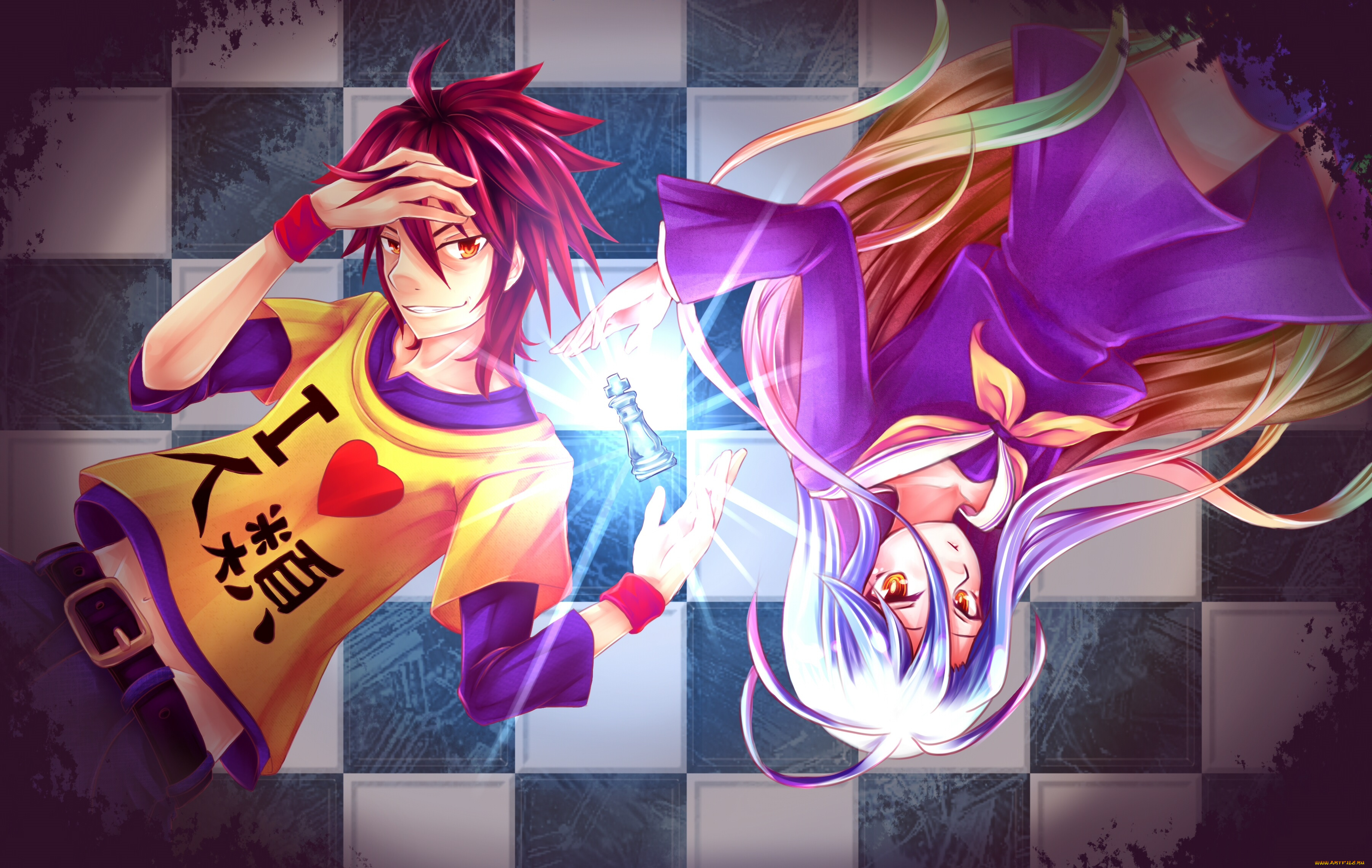 аниме, no, game, no, life, shiro, no, game, life, sora, cililion, арт, мальчик, девочка