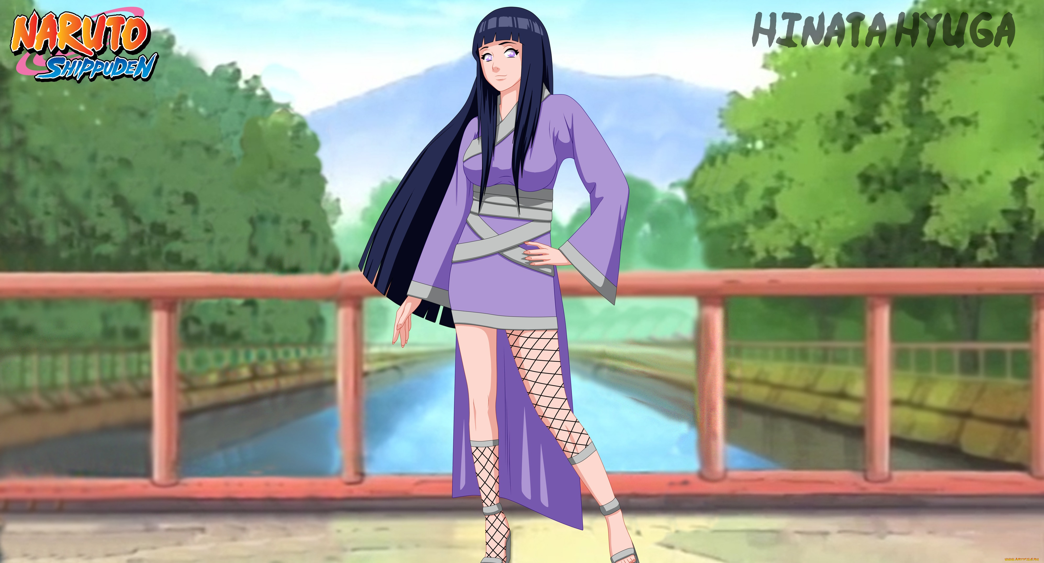 аниме, naruto, мост, фон, девушка, взгляд