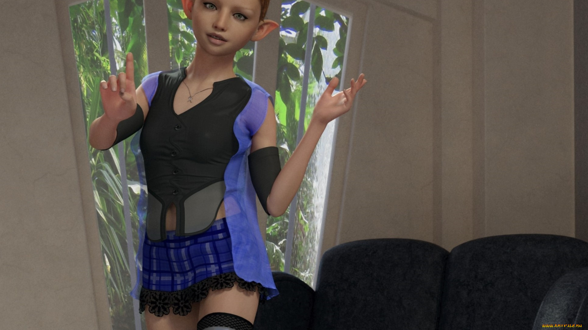 3д, графика, эльфы, , elves, взгляд, фон, эльфийка