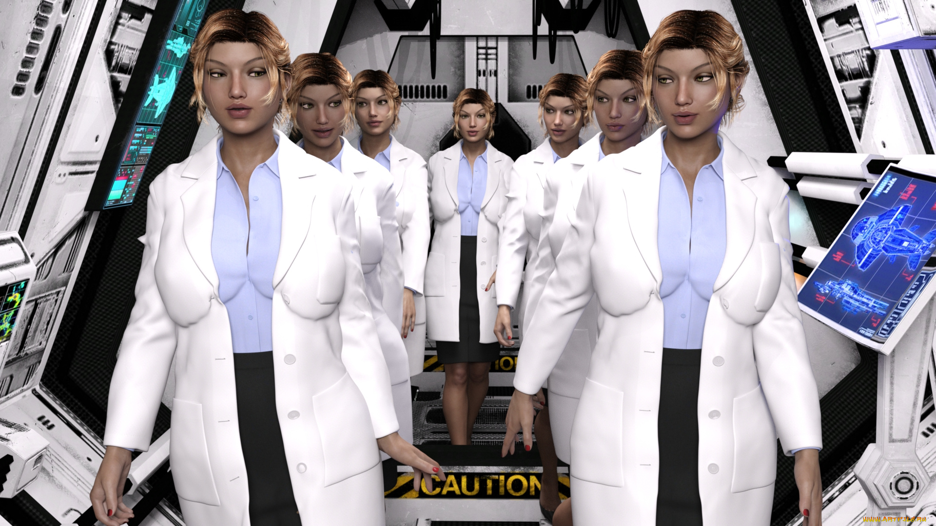 3д, графика, фантазия, , fantasy, взгляд, девушки, фон