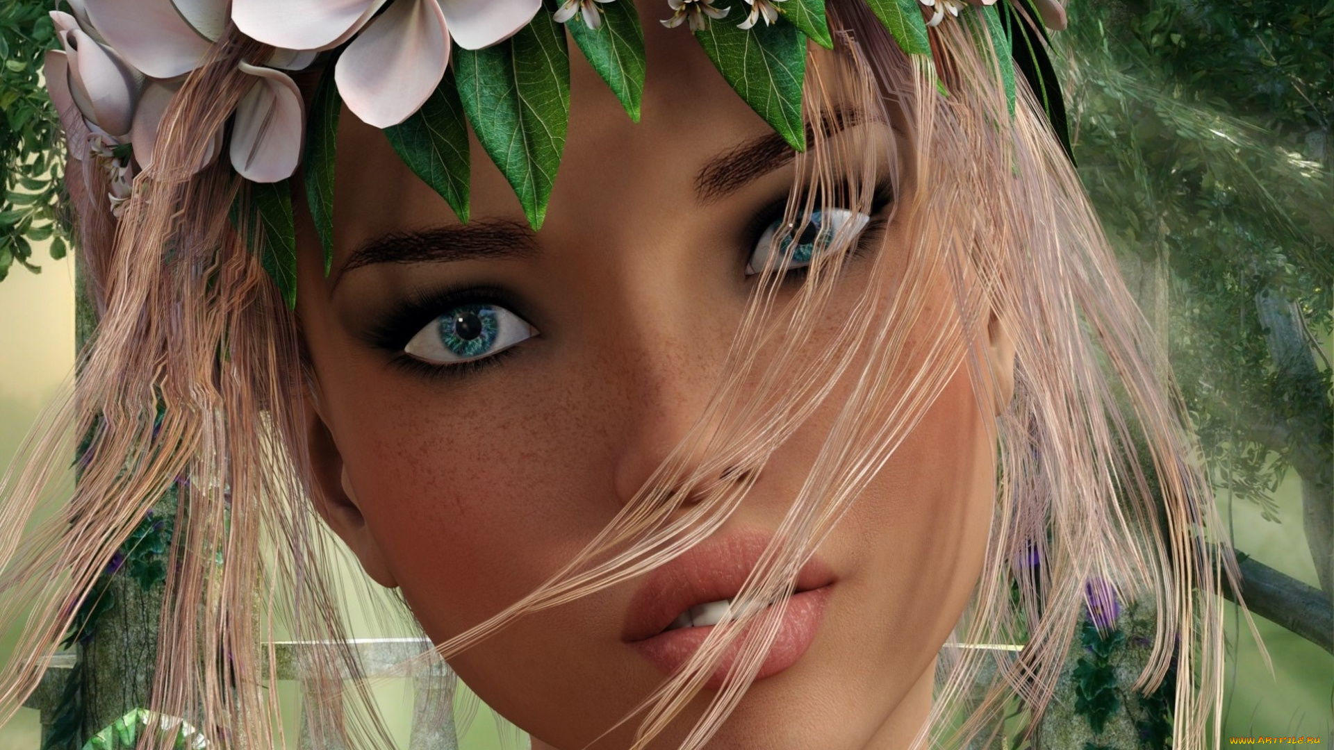 3д, графика, портрет, , portraits, девушка, взгляд, фон