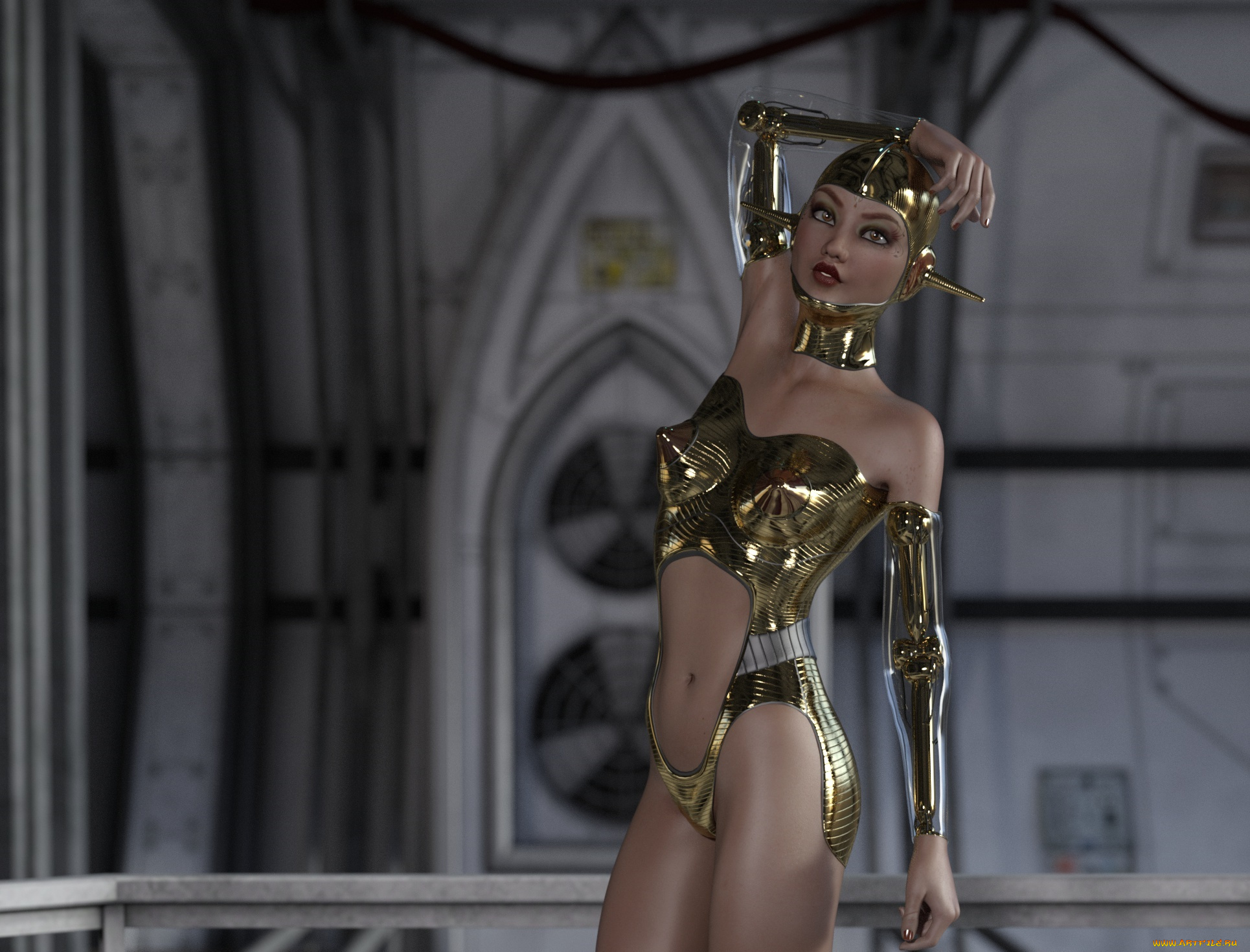 3д, графика, фантазия, , fantasy, фон, взгляд, девушка