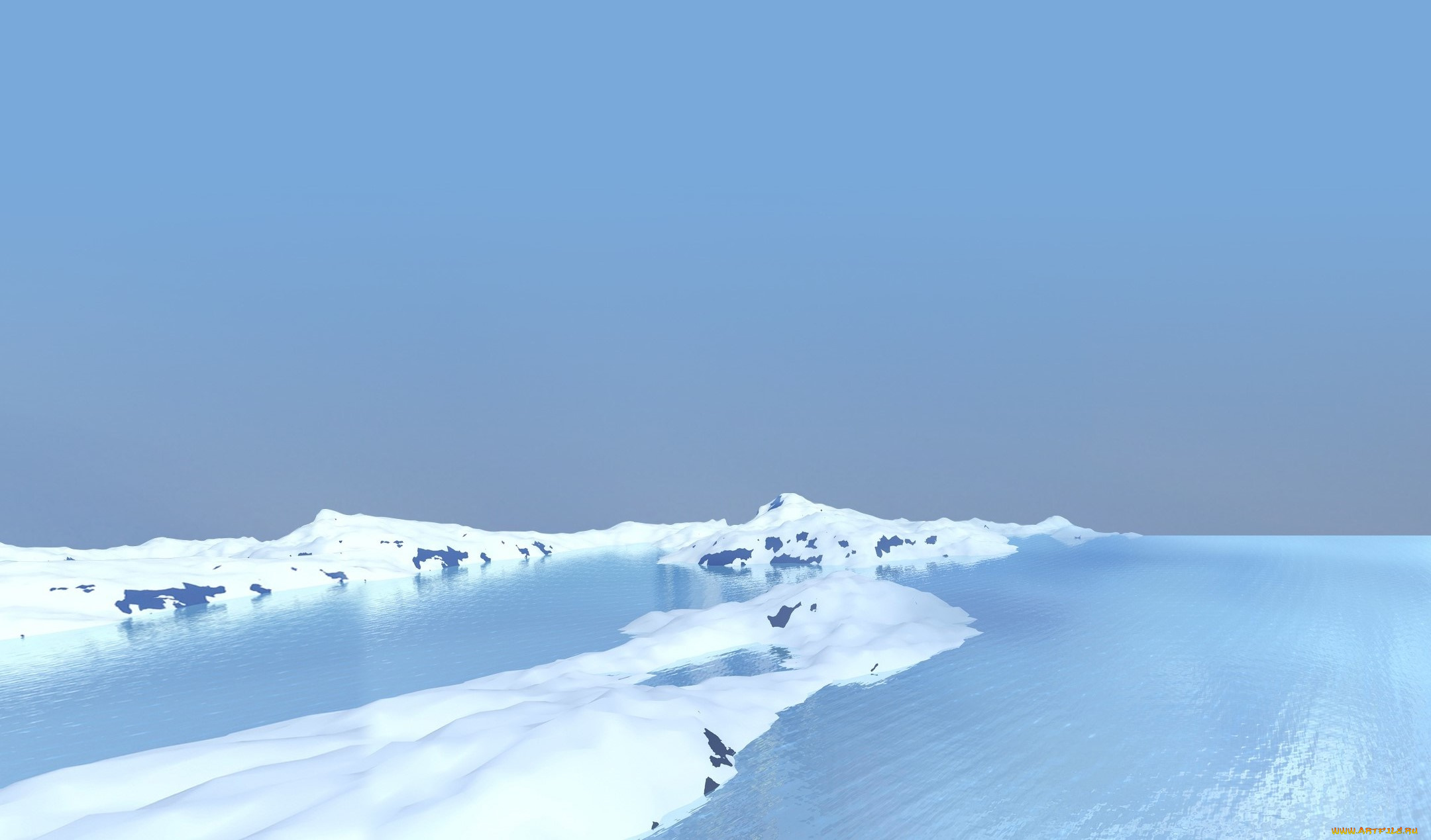 3д, графика, природа, , nature, зима, снег