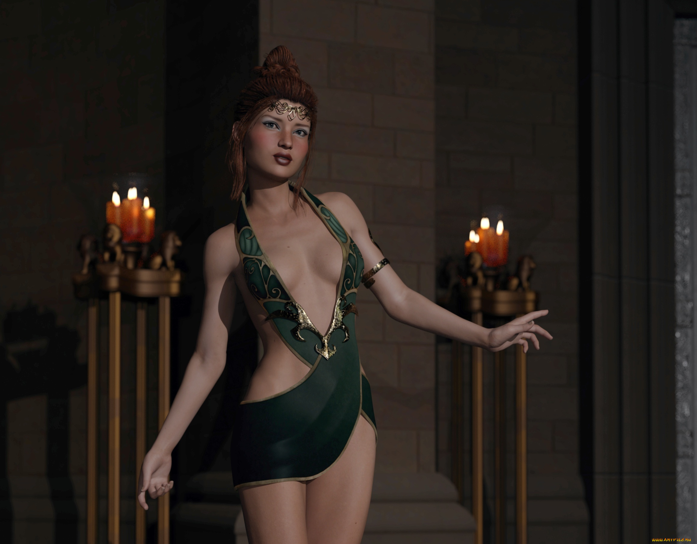 3д, графика, фантазия, , fantasy, фон, девушка, взгляд