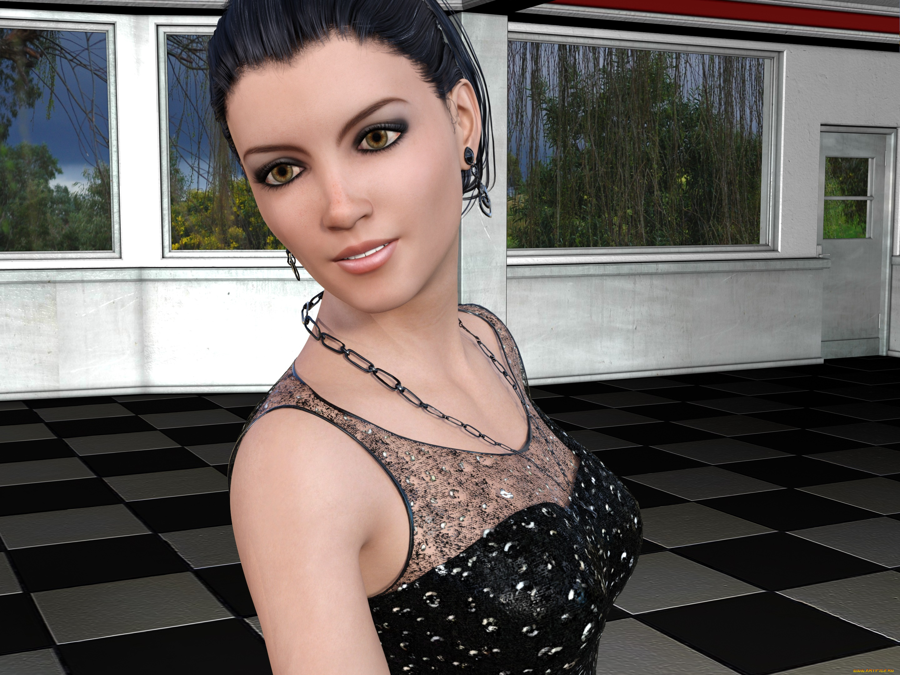 3д, графика, люди, , people, девушка, фон, взгляд