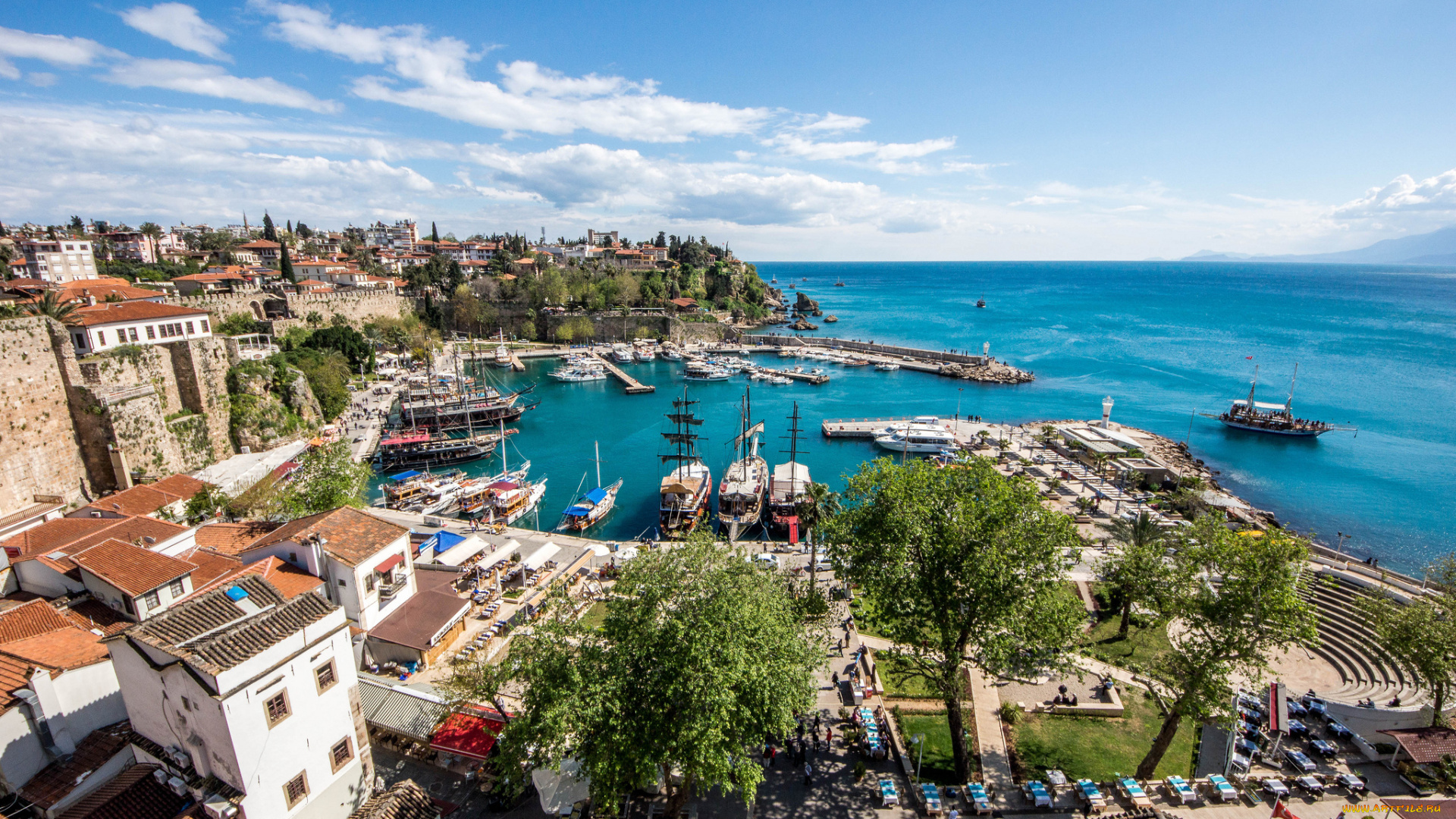 antalya, old, city, города, -, панорамы, побережье