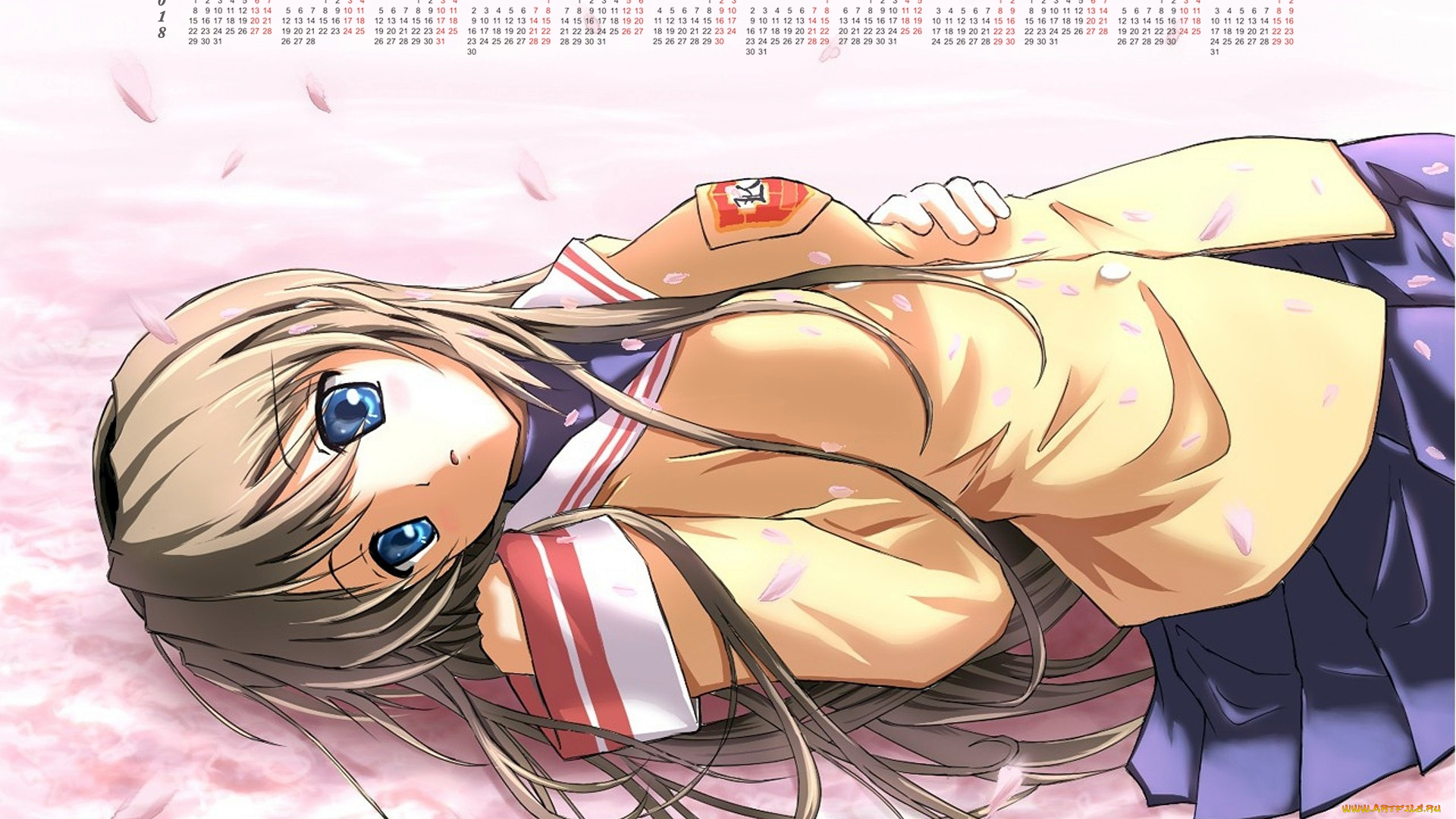 календари, аниме, взгляд, девушка, 2018