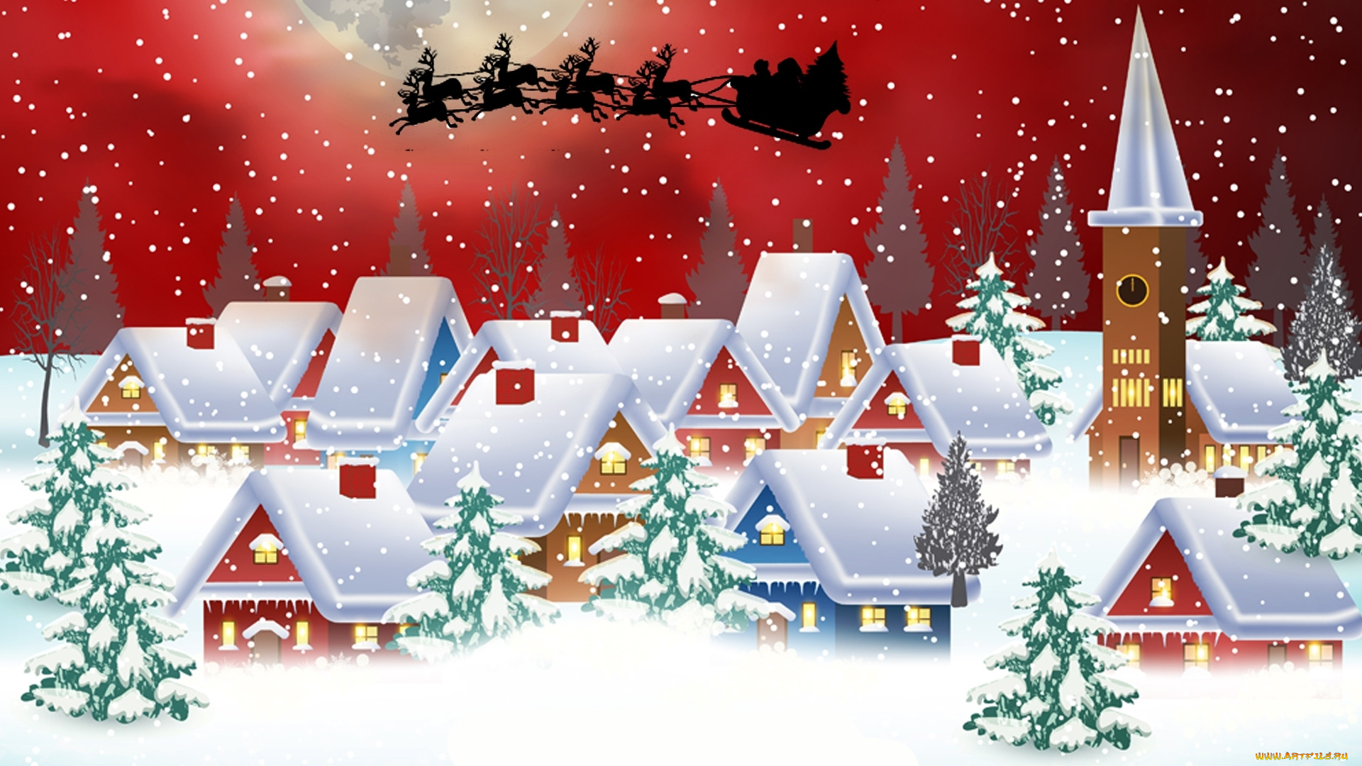 праздничные, векторная, графика, , новый, год, затмение, свет, луна