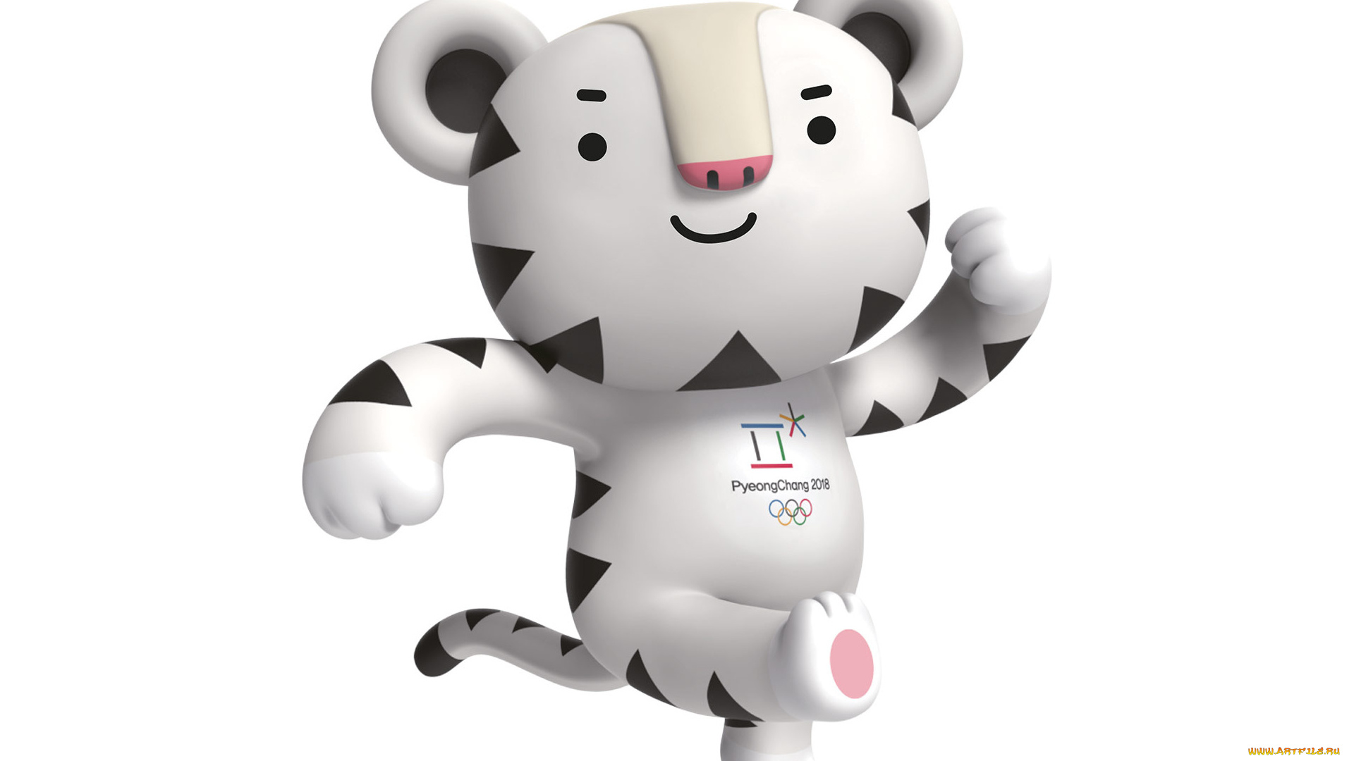спорт, логотипы, турниров, белый, тигр, сухоран, талисман, зимних, олимпийский, игр, 2018, на, белом, фоне