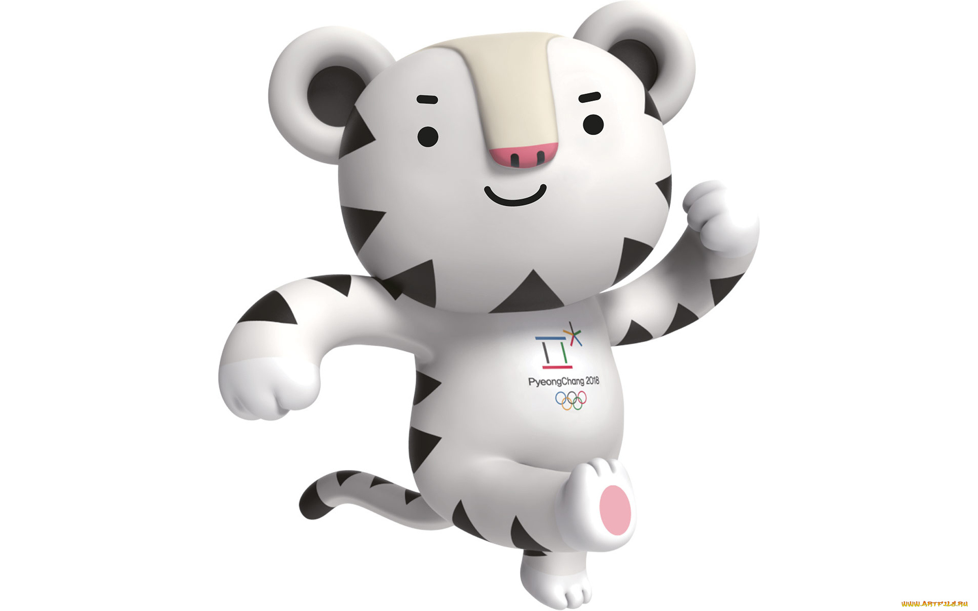 спорт, логотипы, турниров, белый, тигр, сухоран, талисман, зимних, олимпийский, игр, 2018, на, белом, фоне