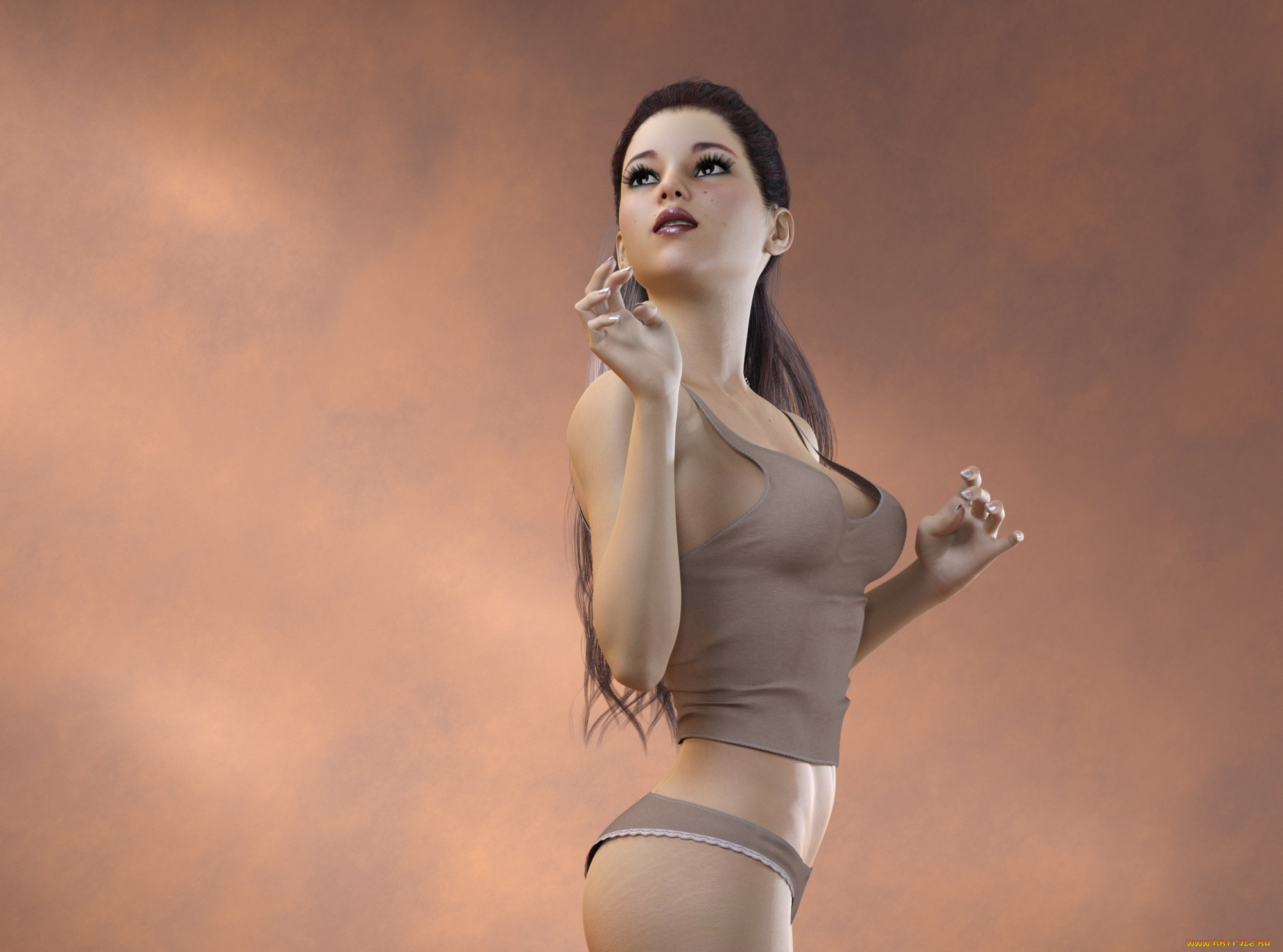 3д, графика, люди, , people, грудь, фон, взгляд, девушка