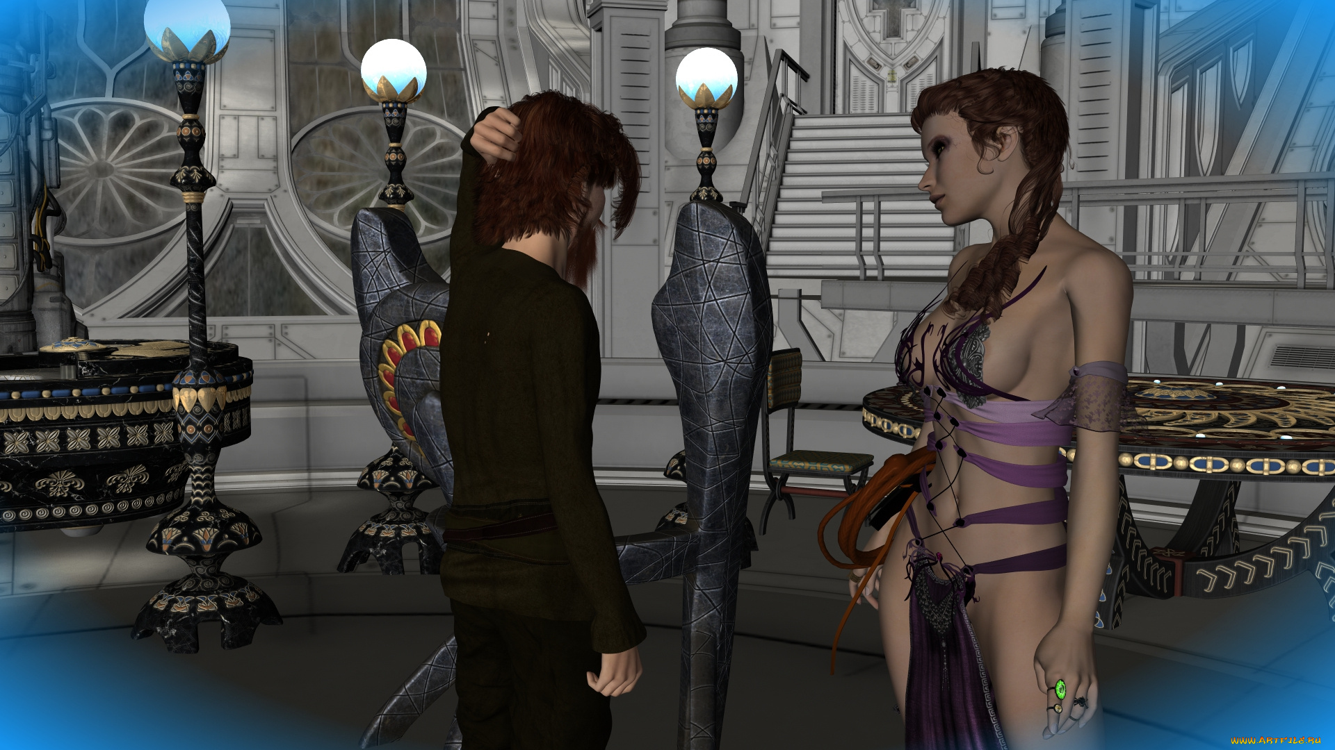 3д, графика, фантазия, , fantasy, фон, взгляд, девушка