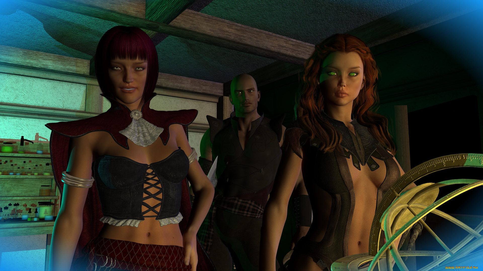 3д, графика, фантазия, , fantasy, фон, взгляд, девушка