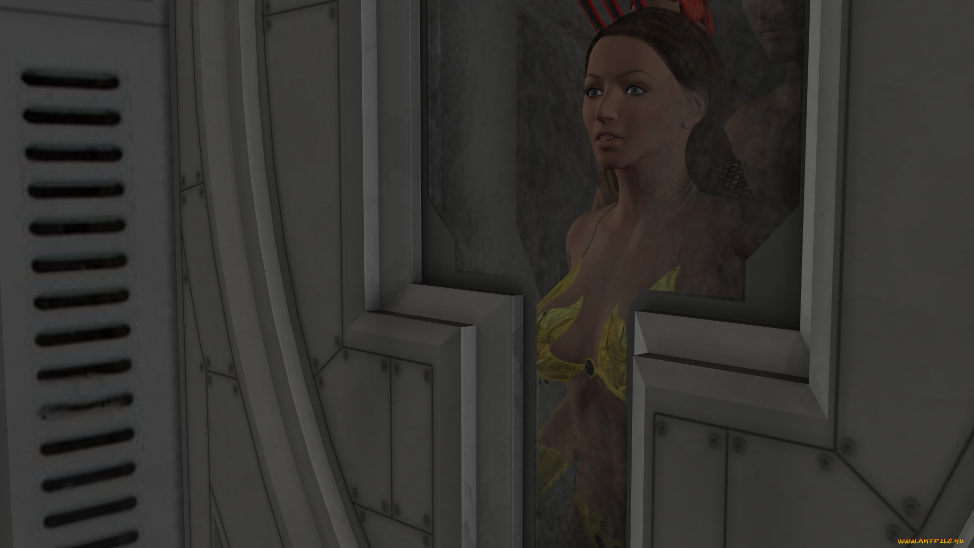 3д, графика, фантазия, , fantasy, фон, взгляд, девушка