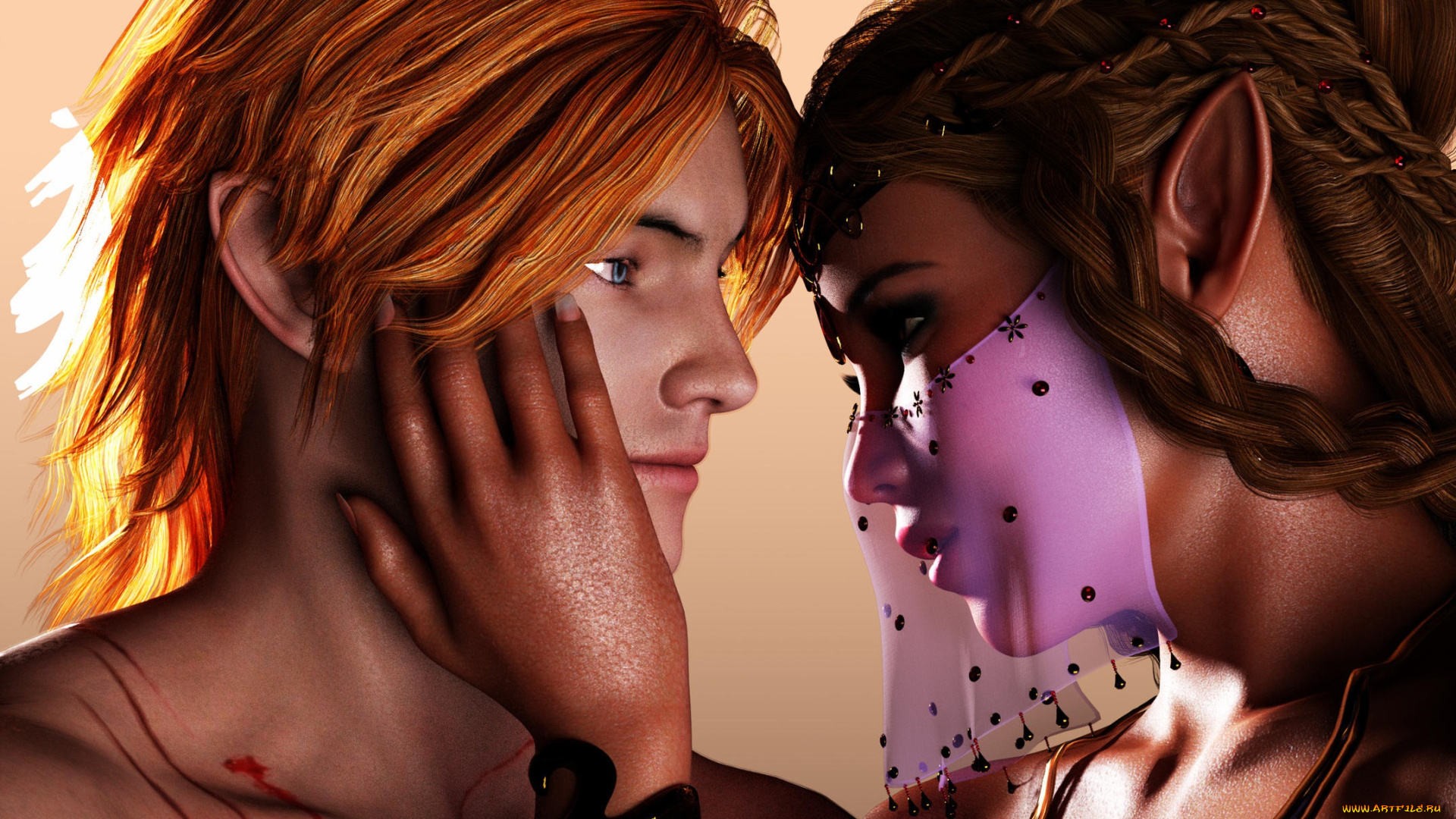 3д, графика, романтика, , romantics, фон, взгляд, девушка