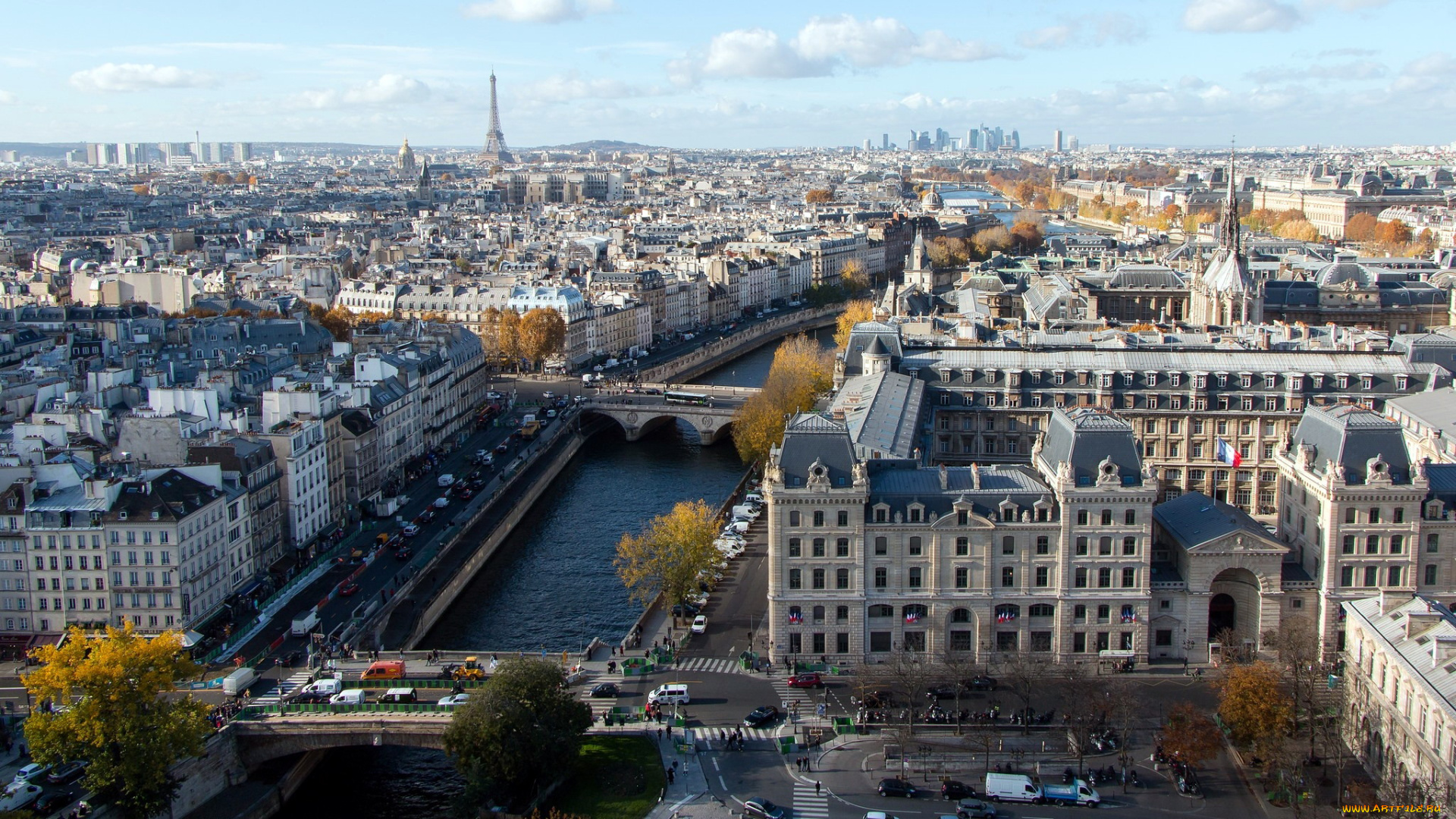 города, париж, , франция, панорама