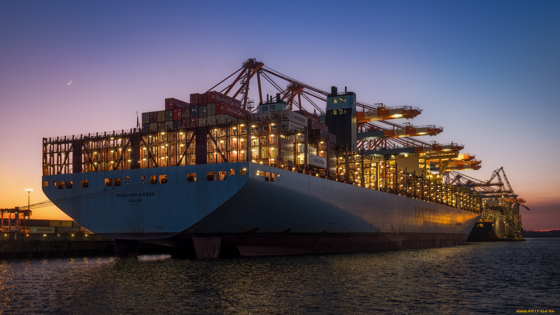 корабли, грузовые, суда, контейнеровоз