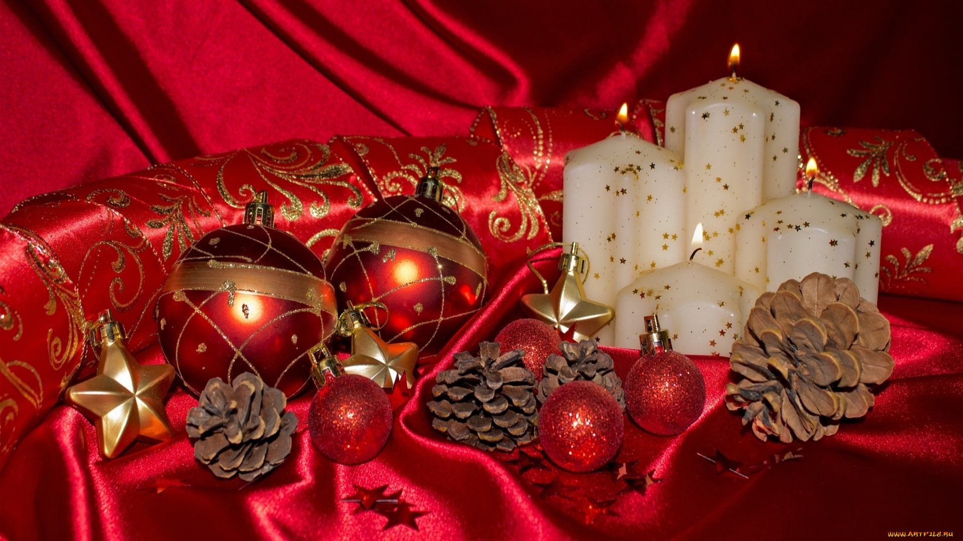 праздничные, новогодние, свечи, christmas