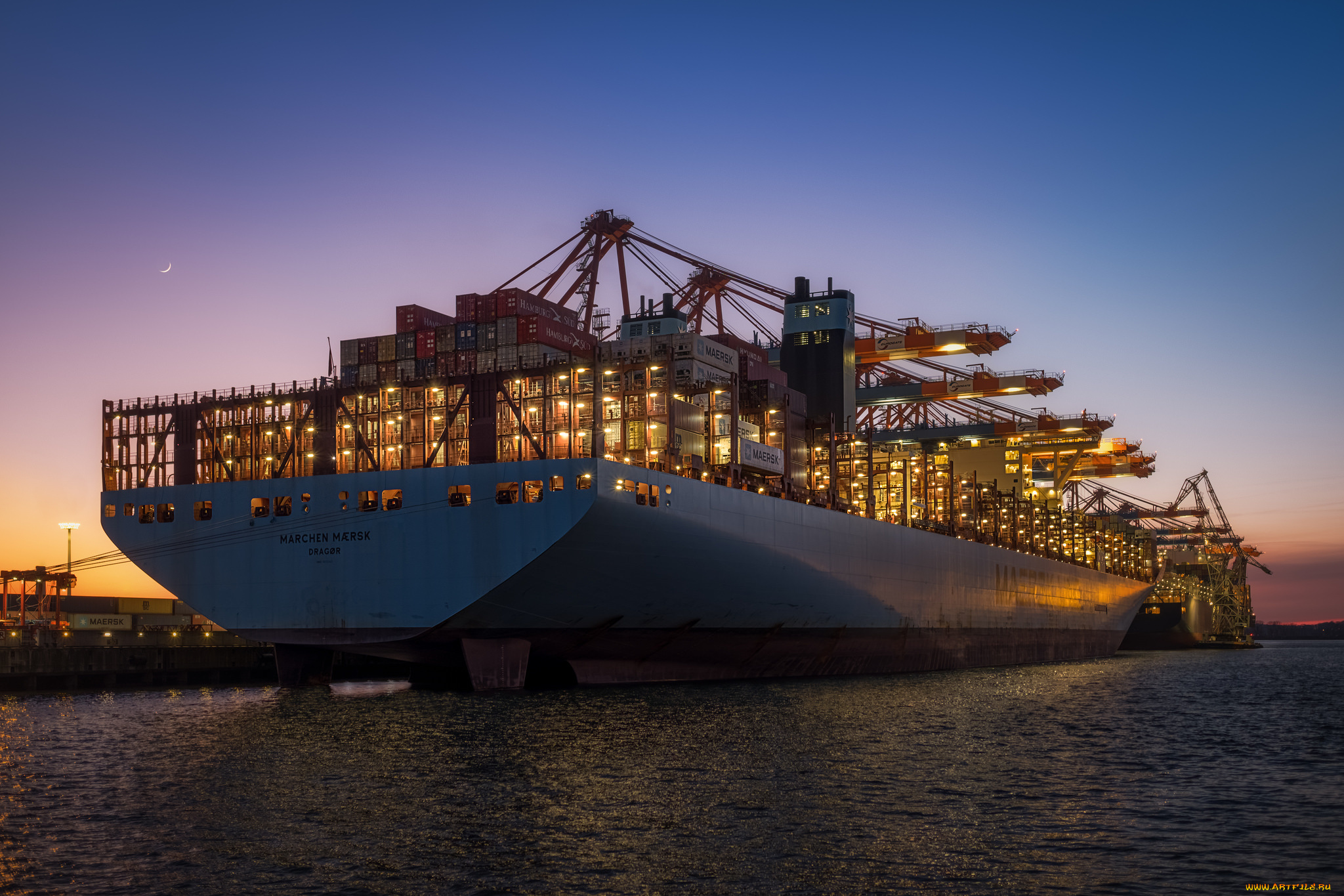 корабли, грузовые, суда, контейнеровоз