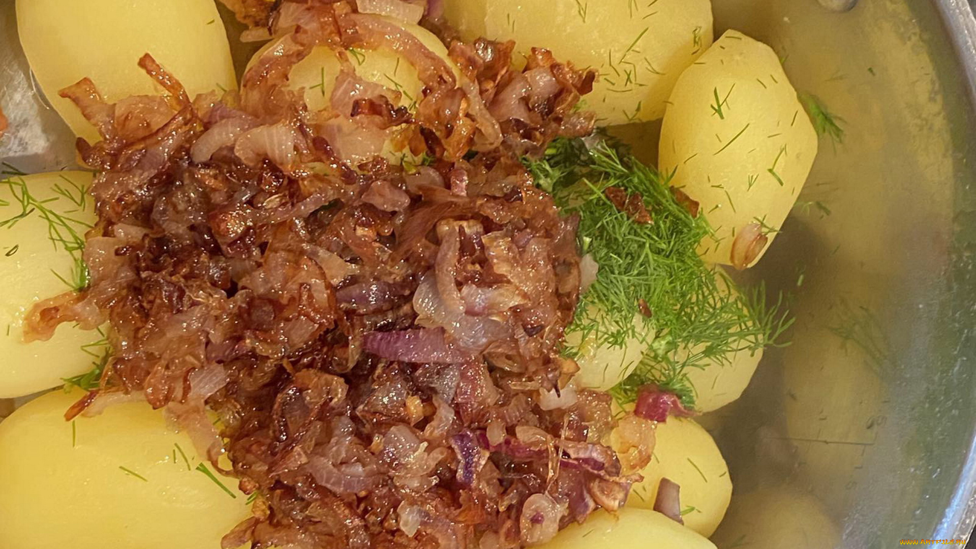 еда, картофель, отварной, укроп