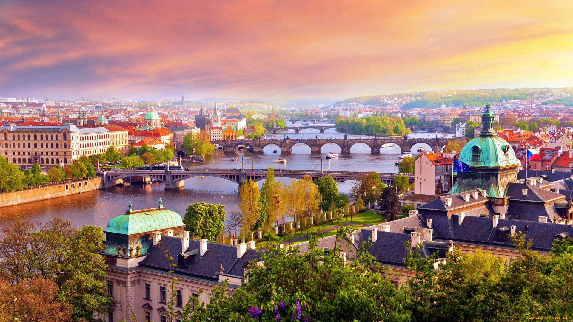 города, прага, , чехия, vltava, charles, bridge