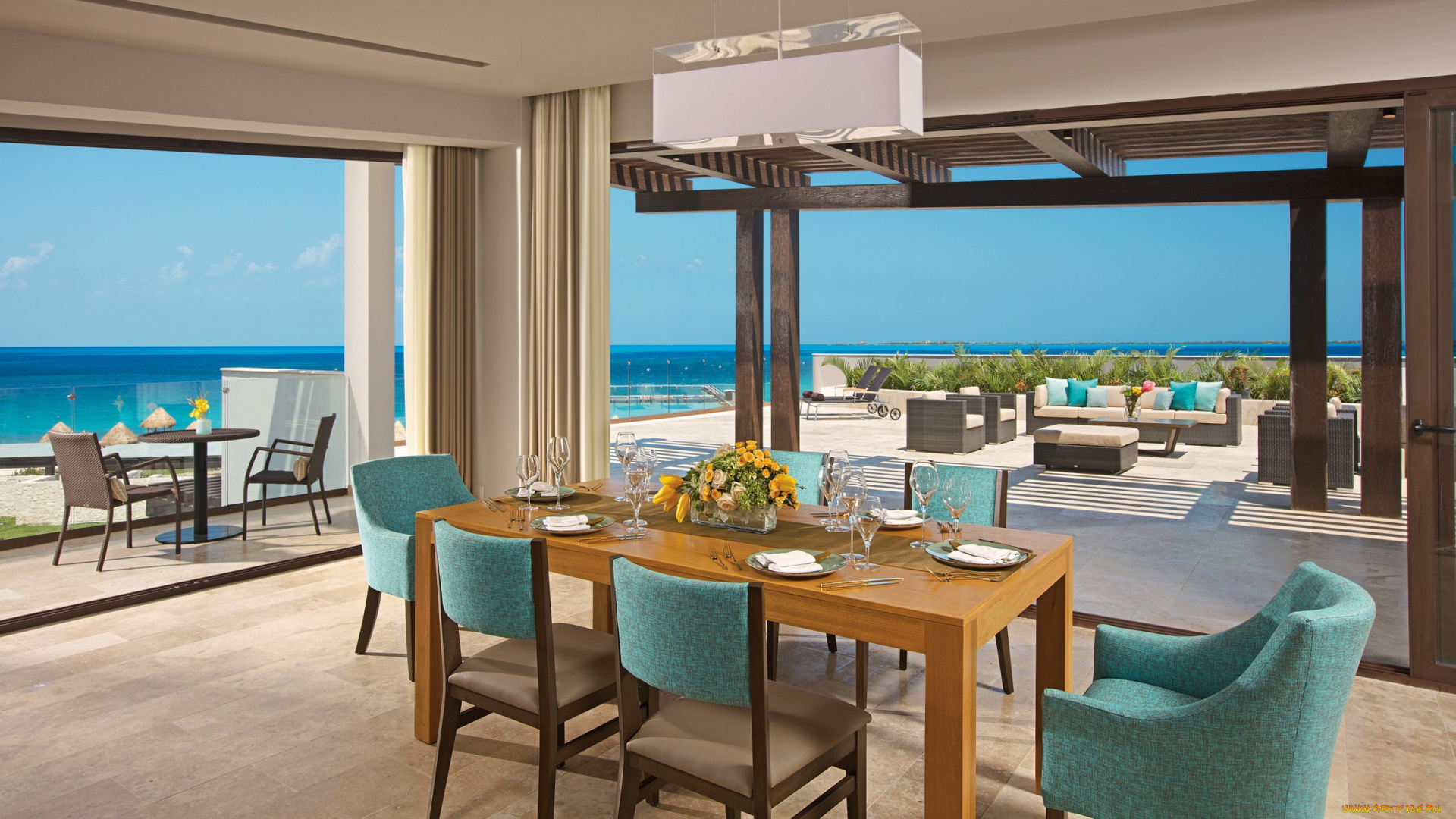 интерьер, столовая, обеденный, стол, сервировка