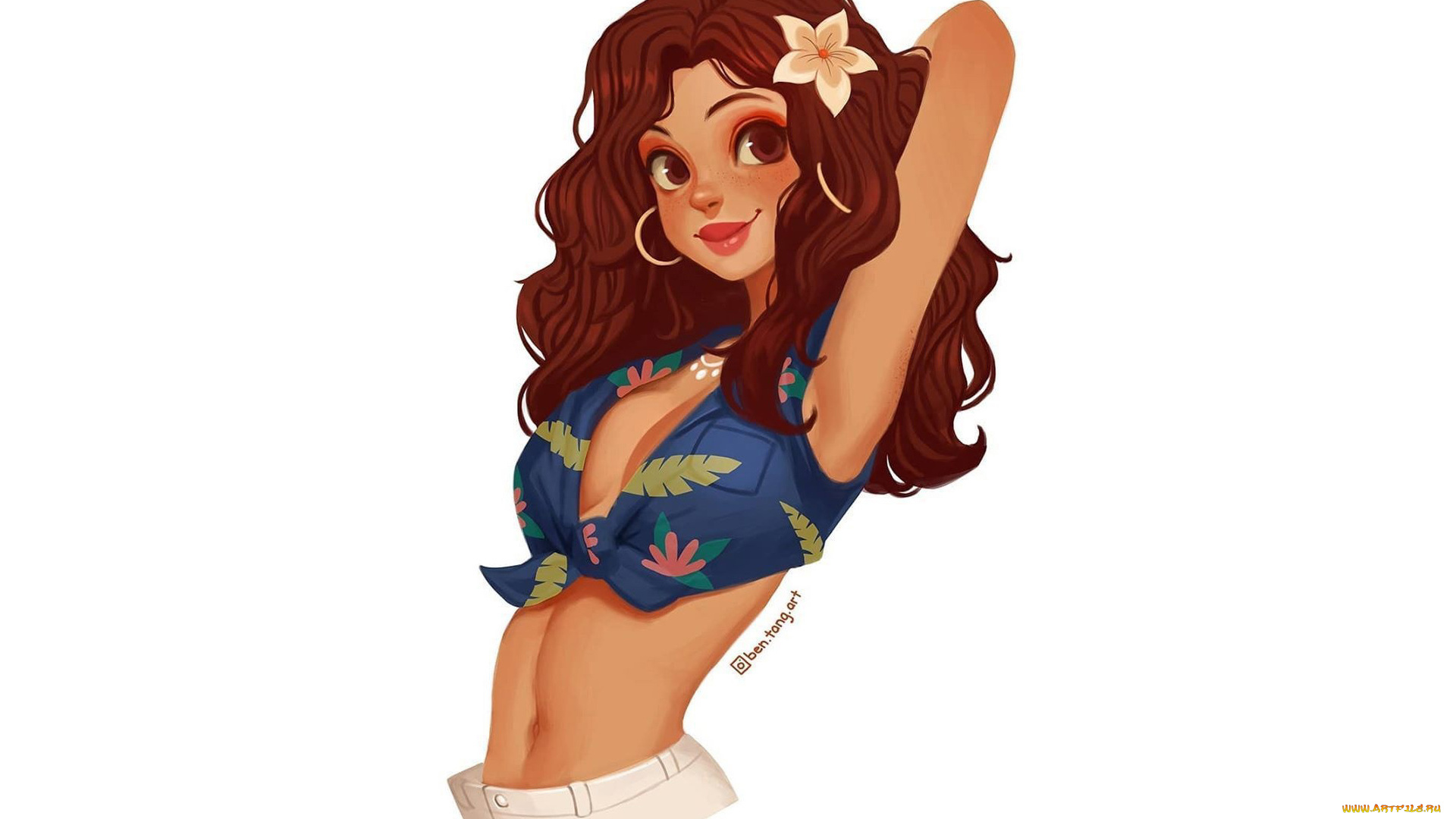 рисованное, люди, девушка, топ