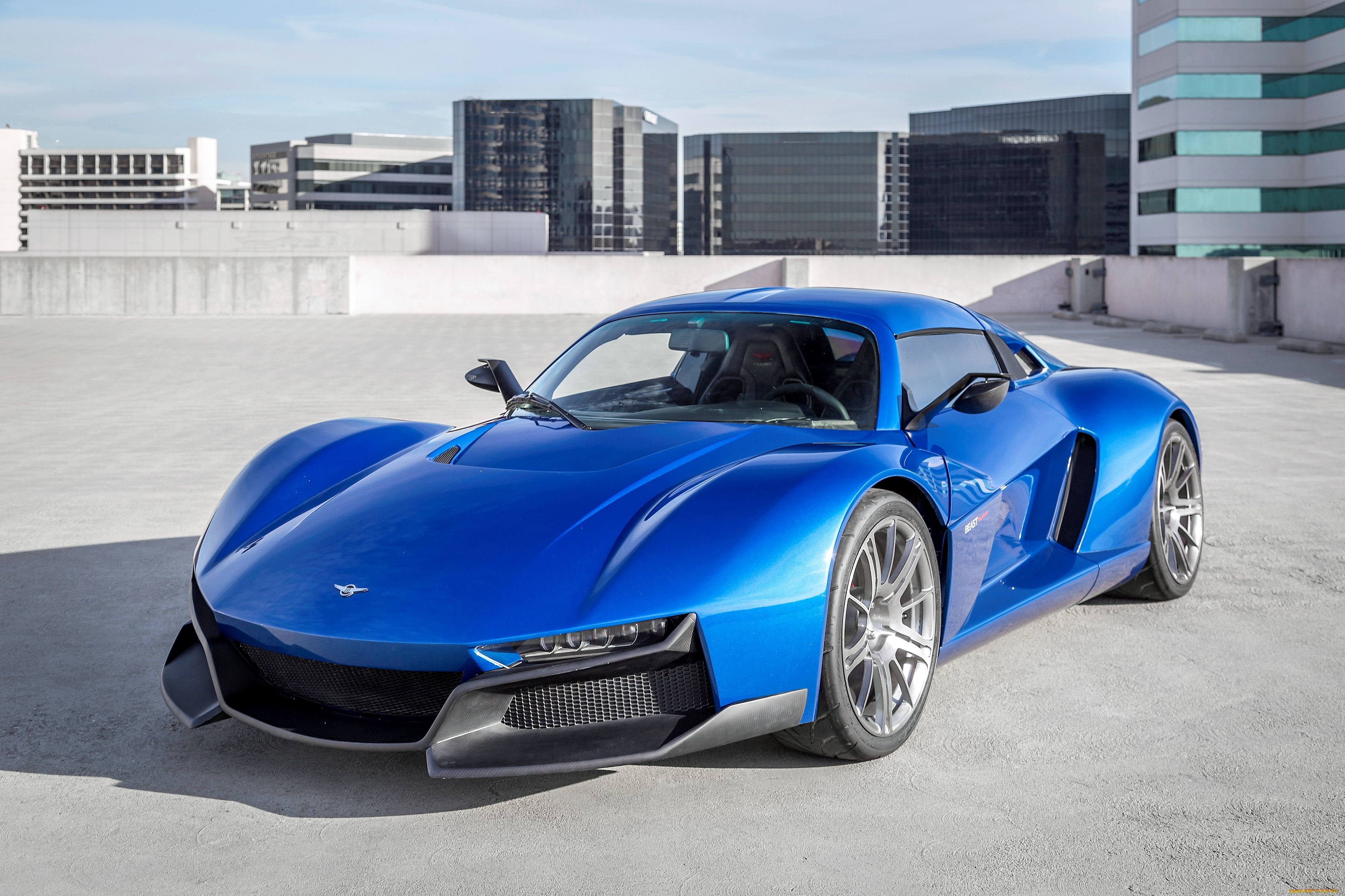 rezvani, beast, alpha, 2017, автомобили, rezvani, синий, площадка, дома, здания
