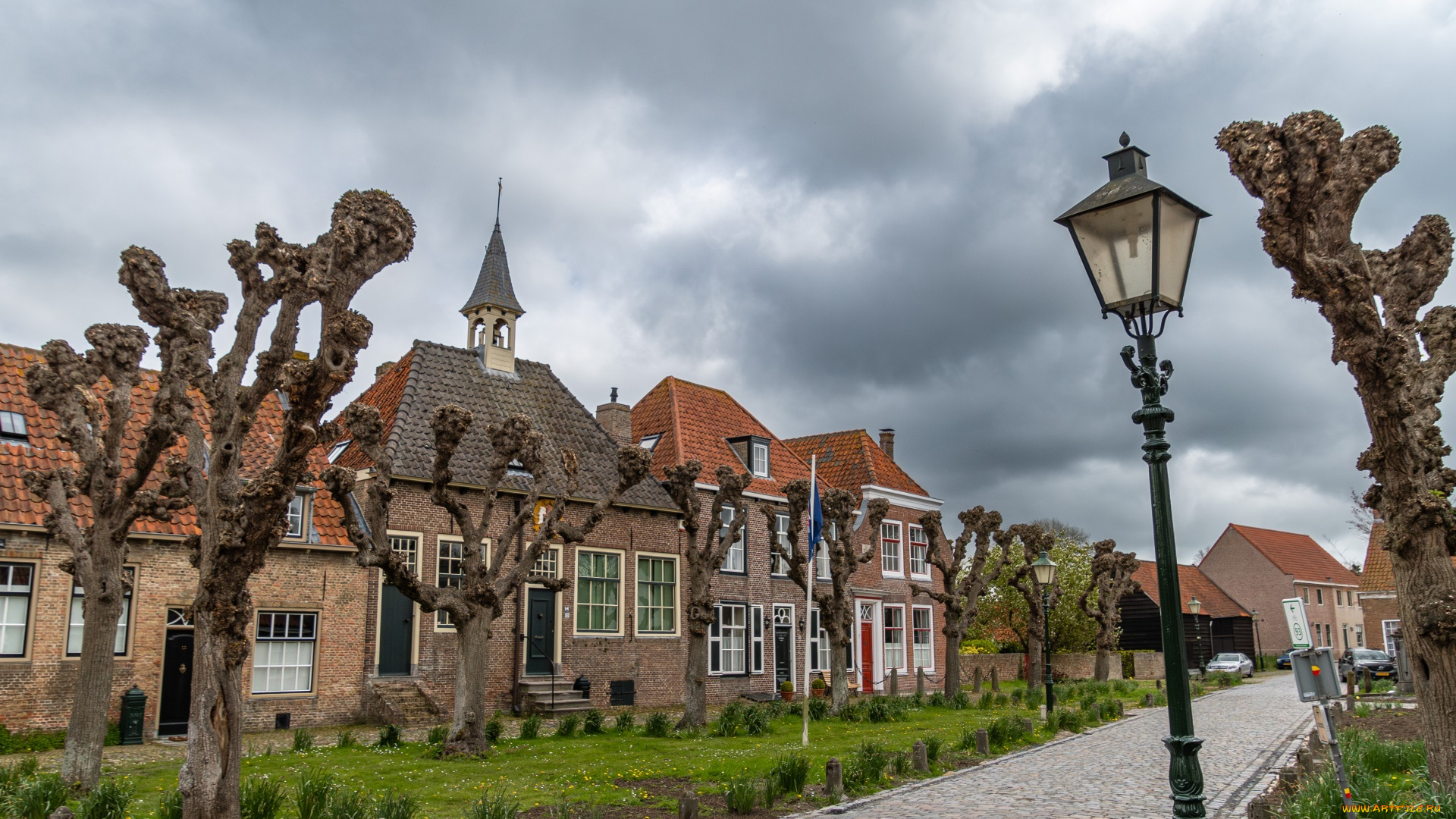 города, -, улицы, , площади, , набережные, улица, дома, деревья, фонарь