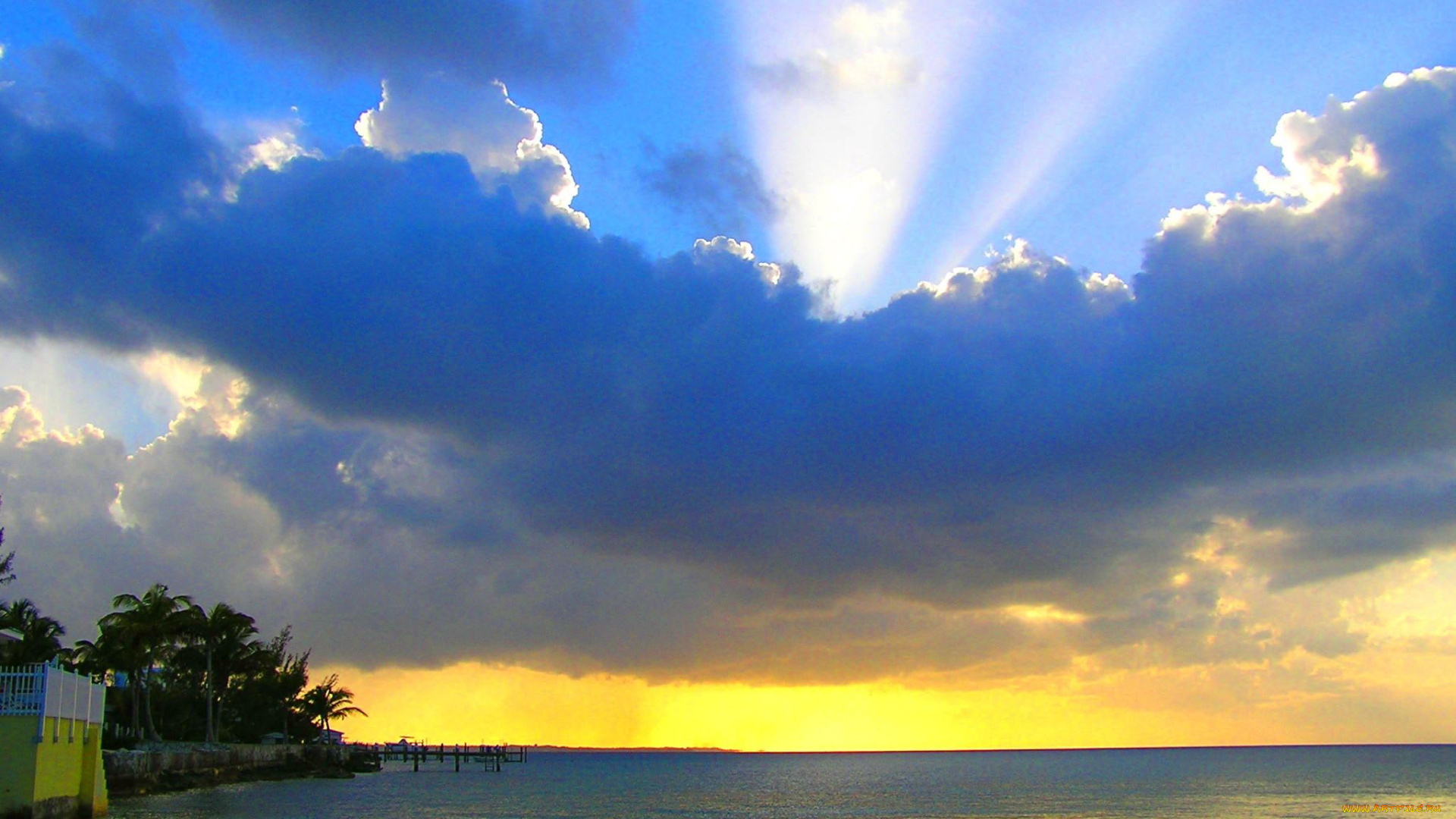 sunset, from, our, beach, at, sandy, cove, природа