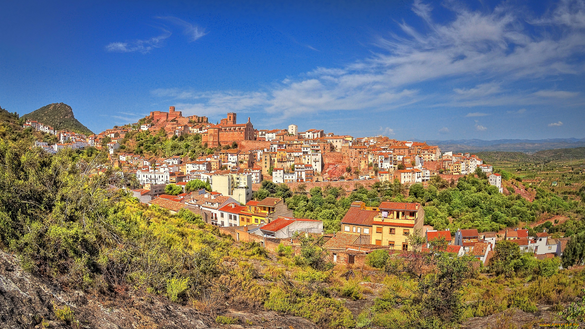 кастелло, де, ла, плана, испания, города, пейзажи, дома, крыши