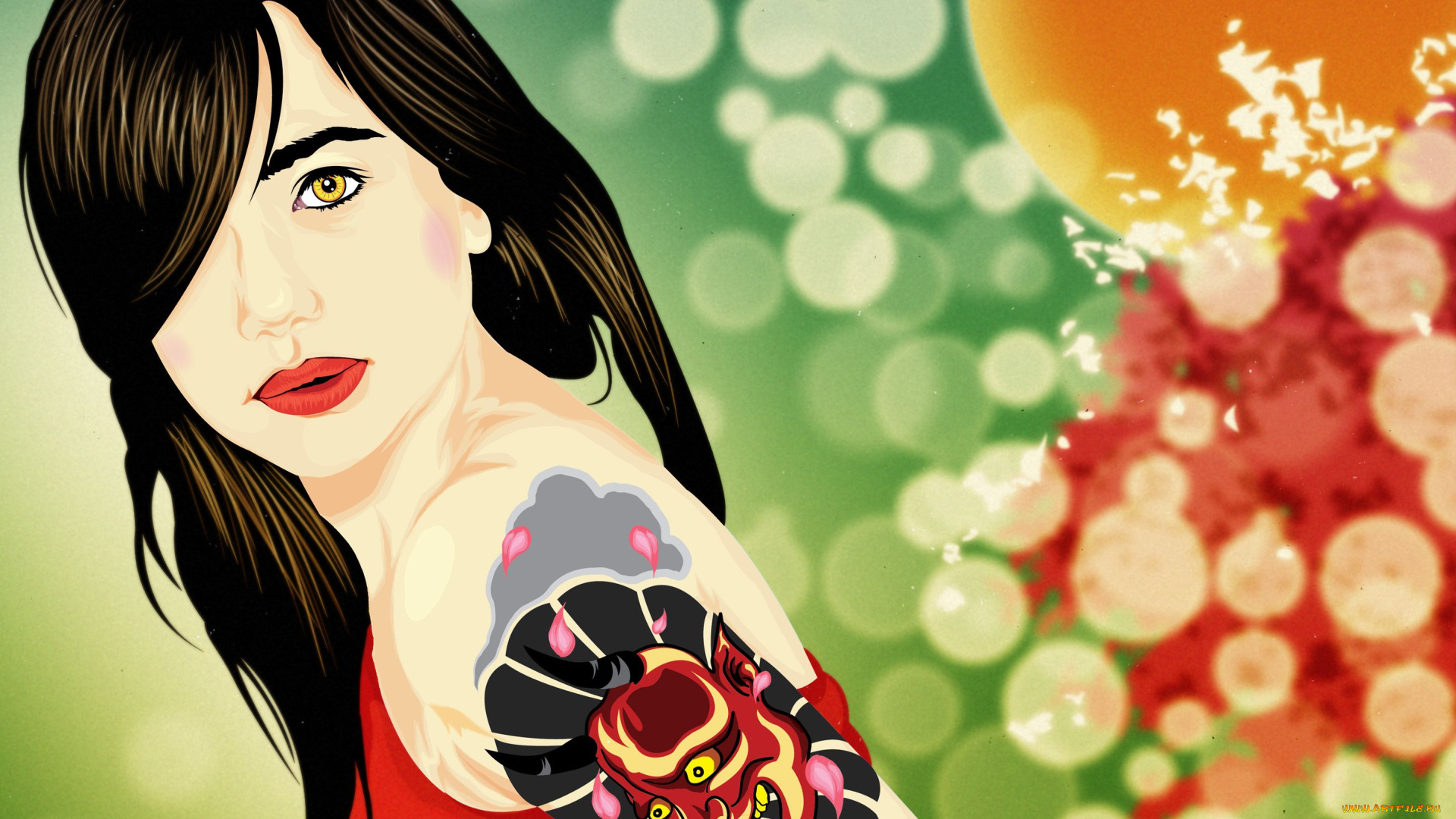 векторная, графика, девушка