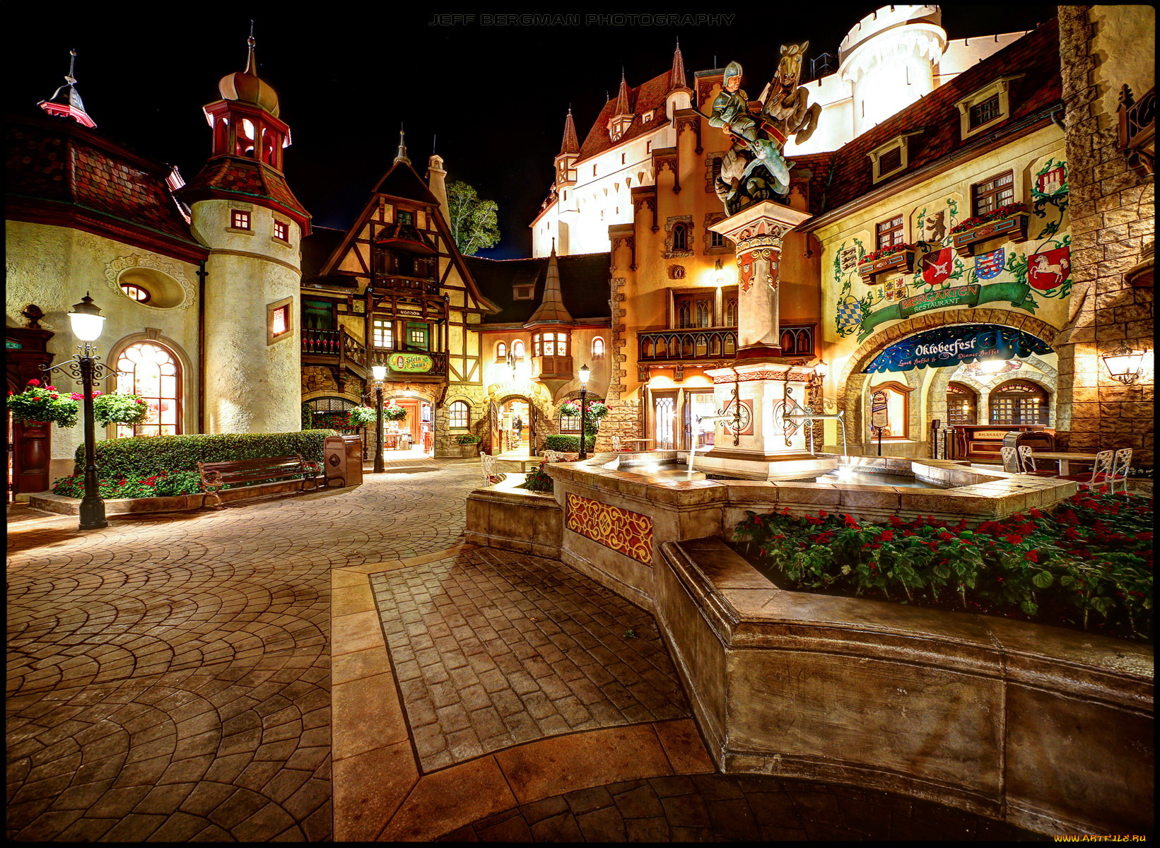 walt, disney, world, epcot, center, germany, pavilion, праздничные, новогодние, пейзажи, новый, год, елки, павильоны