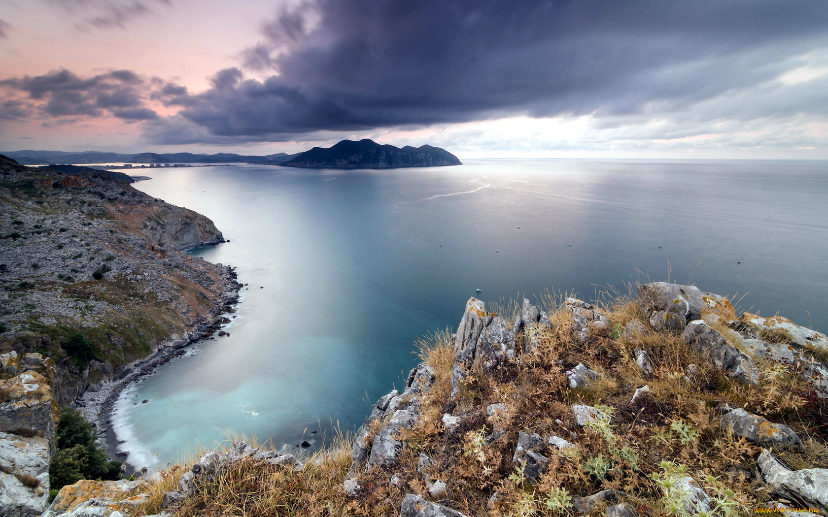 природа, побережье, океан, острова, облака, горизонт