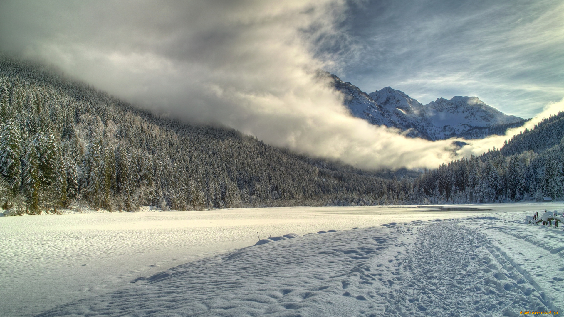austrian, alps, природа, горы, дорога, снег