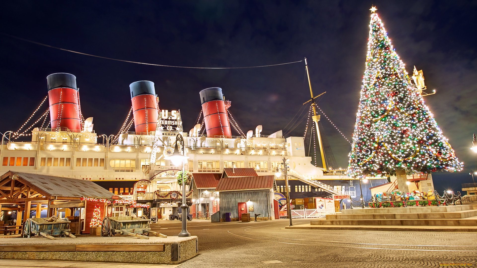 tokyo, disneyland, праздничные, новогодние, пейзажи, токио, диснейленд