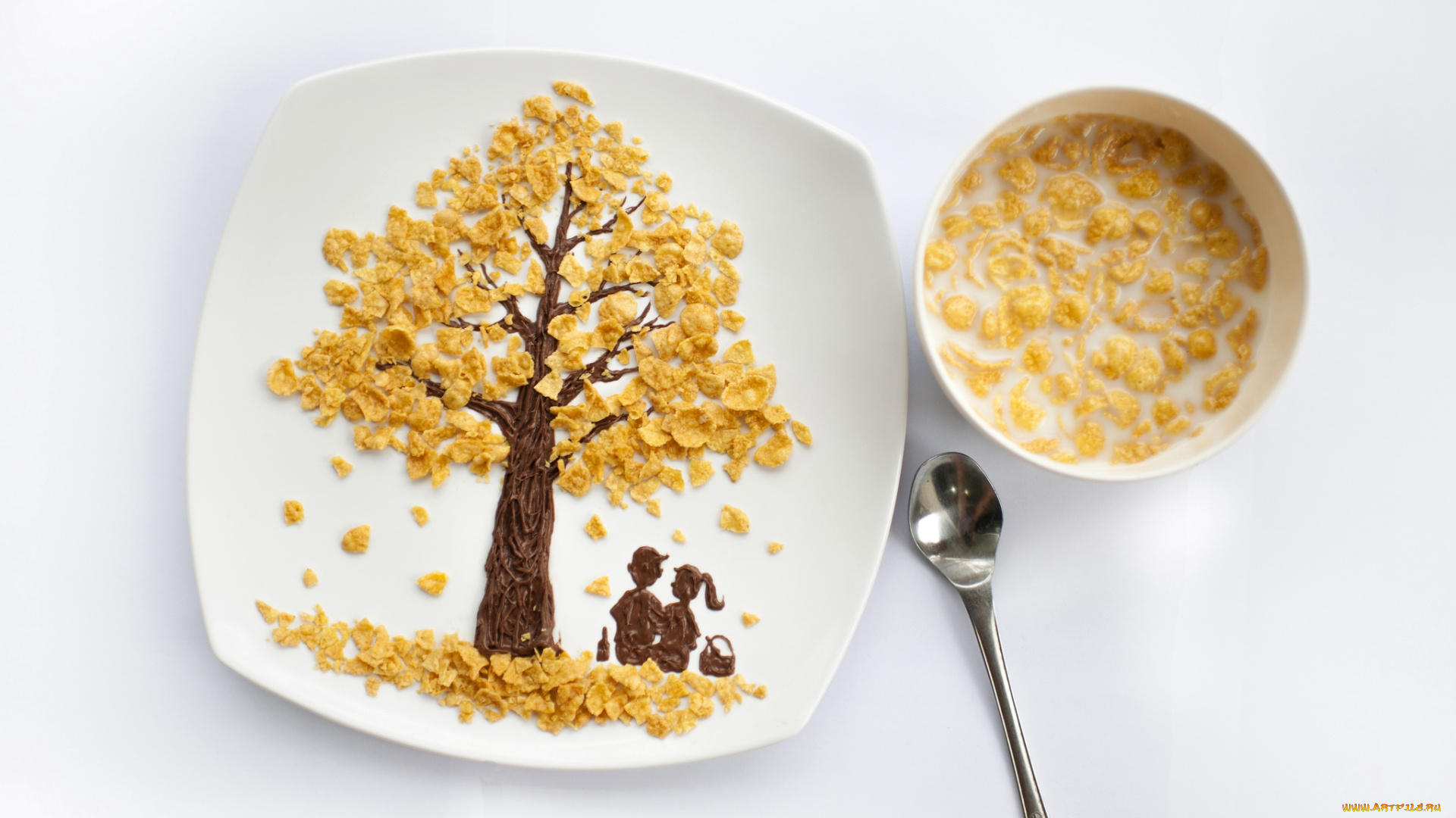 еда, разное, овсяные, хлопья, фуд-дизайн, креатив, шоколадная, паста, картина