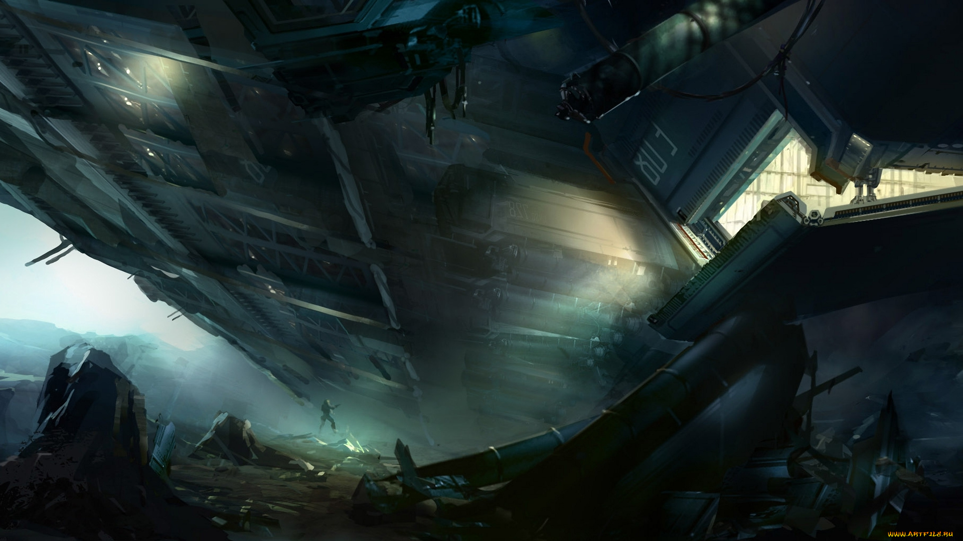 фэнтези, космические, корабли, , звездолеты, , станции, корабль, планета, отсек, космический, открытый, астронавт