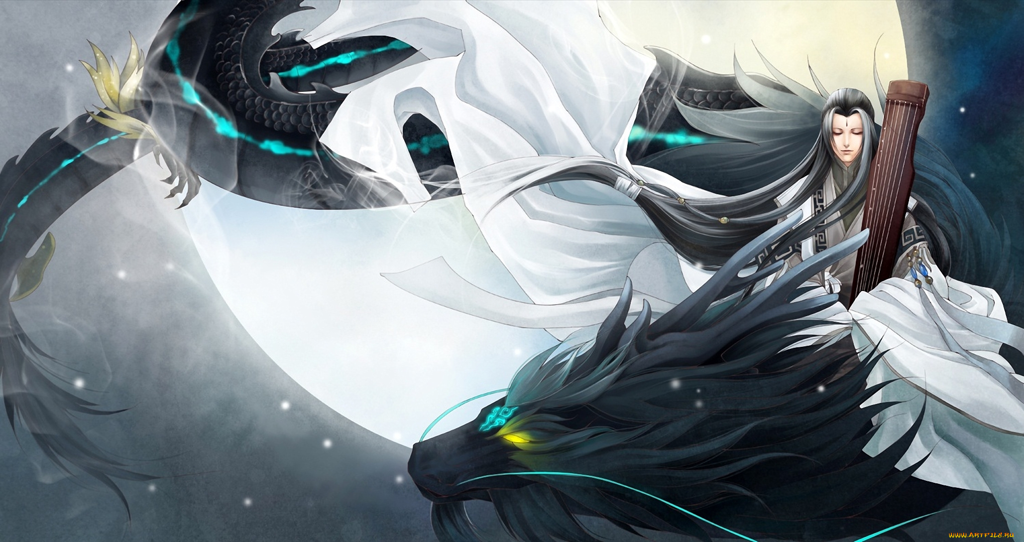 фэнтези, красавицы, и, чудовища, кимоно, дракон, девушка