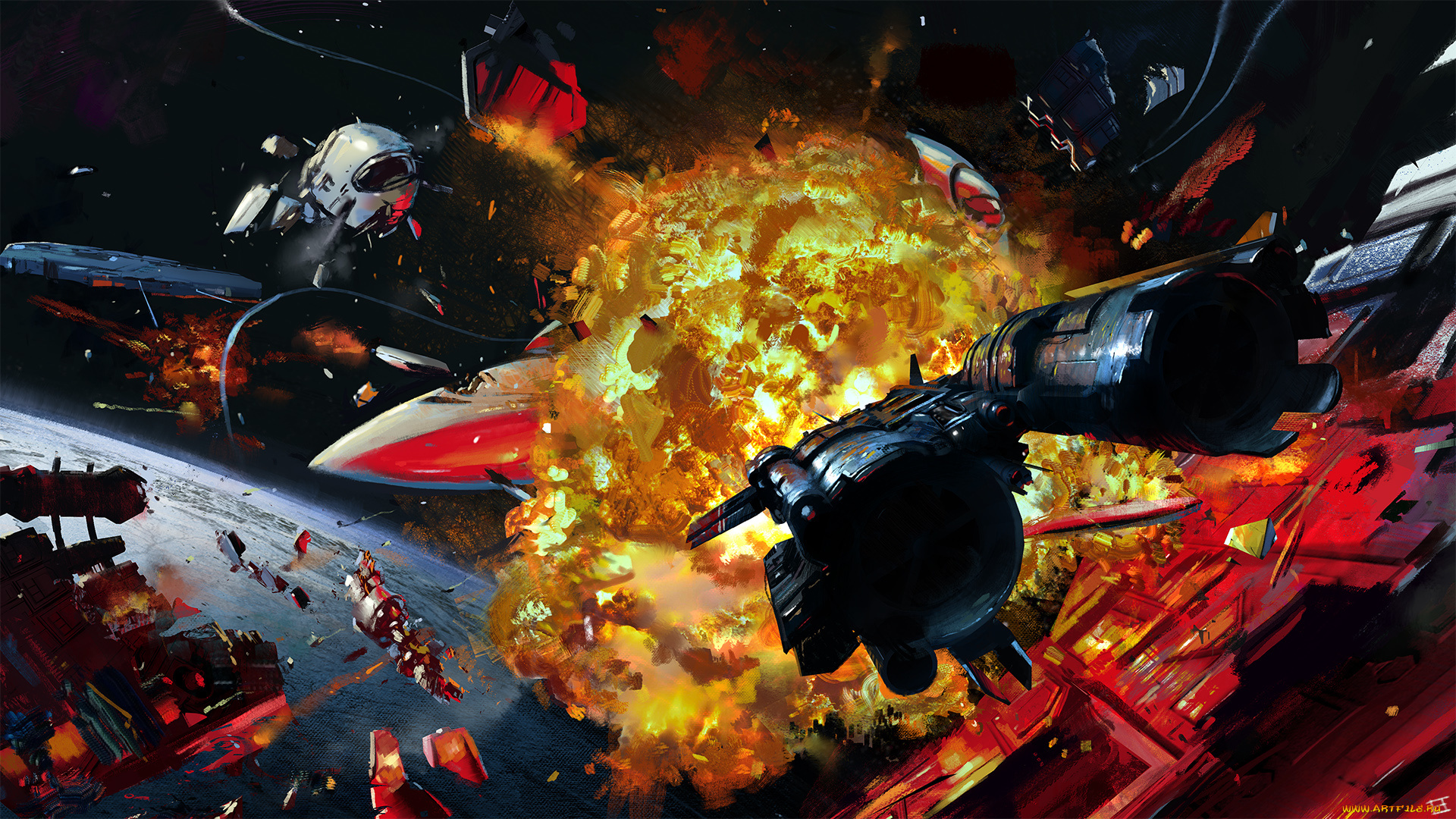 фэнтези, космические, корабли, , звездолеты, , станции, взрывы, sci-fi, космос, корабли, арт, distant, star