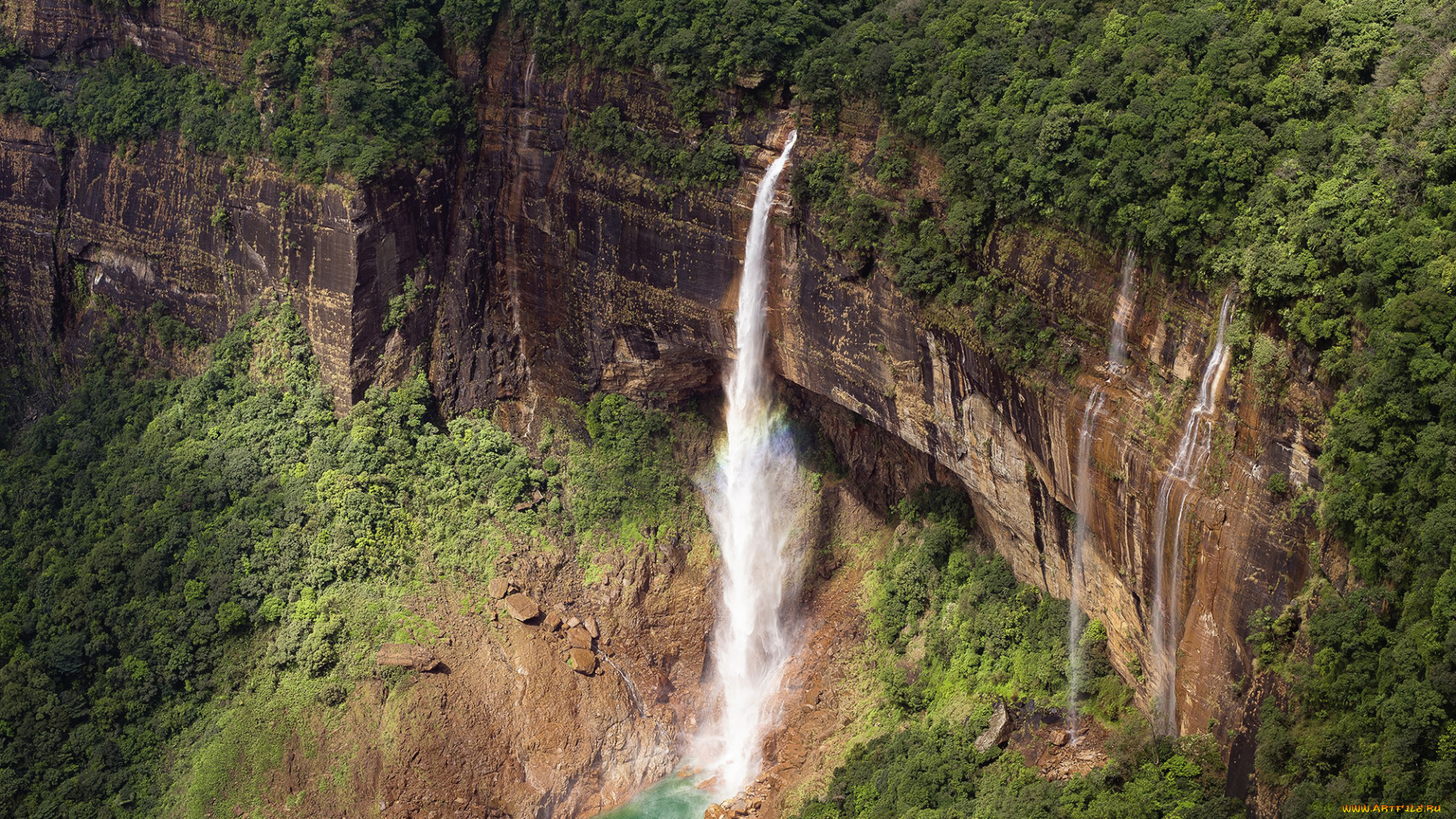 природа, водопады, лес, река, водопад