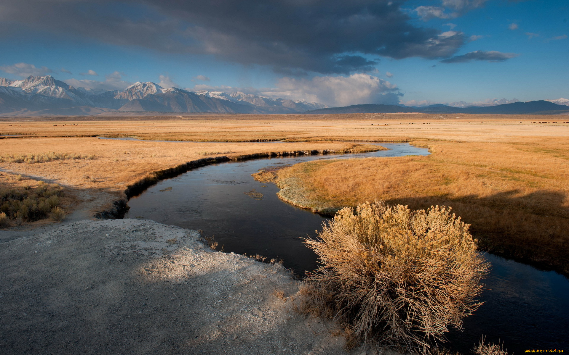 природа, реки, озера, clouds, sunrise, owens, river