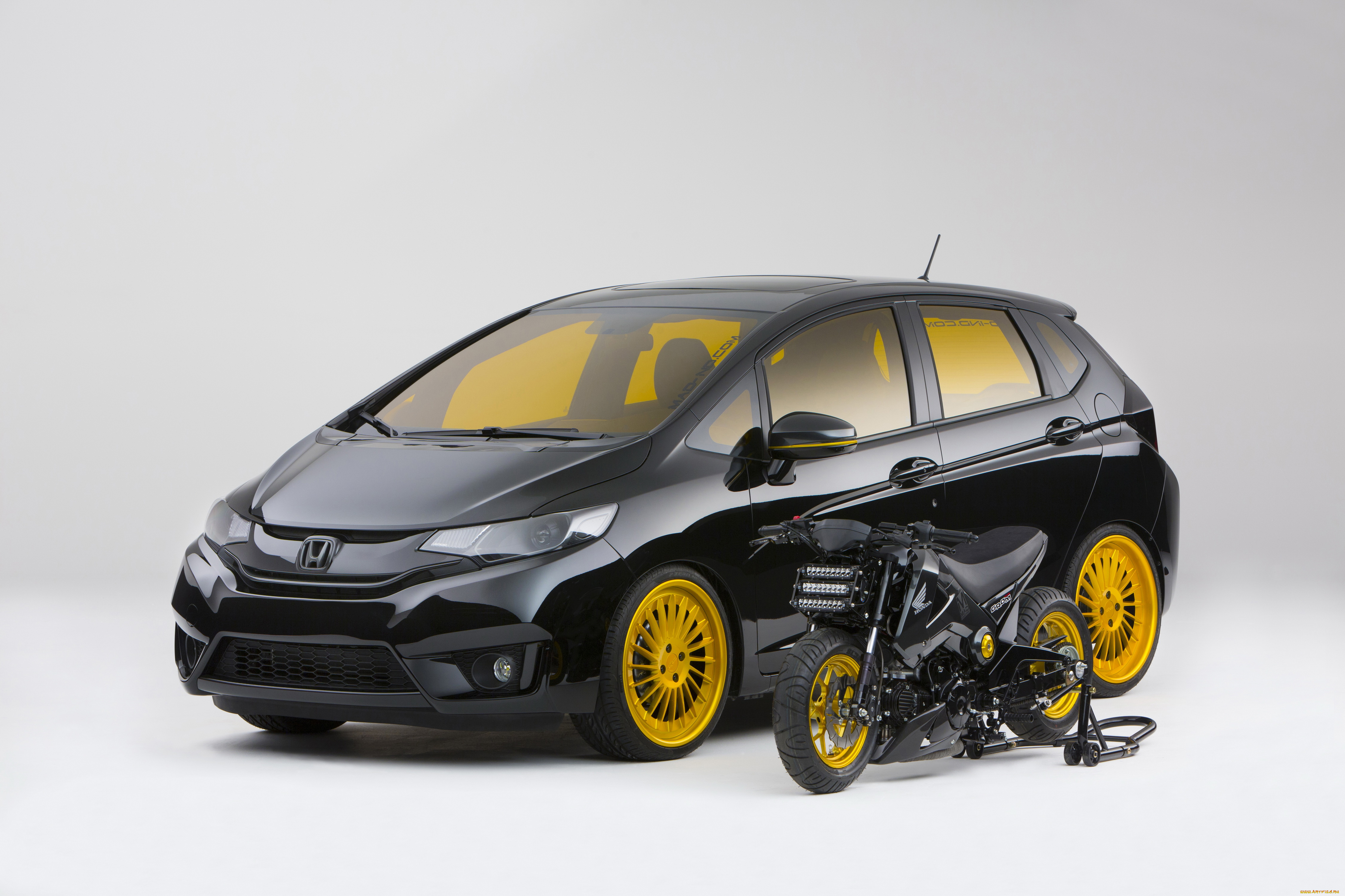 2014, honda, fit, , mad, industries, автомобили, honda, черный, fit, металлик, мопед